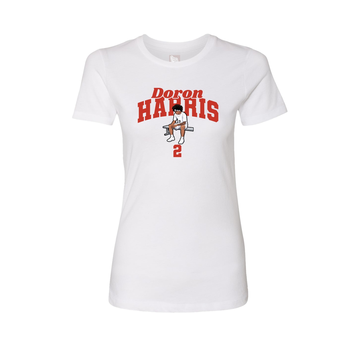 Fitted Women's Tee — Signature Arch in White