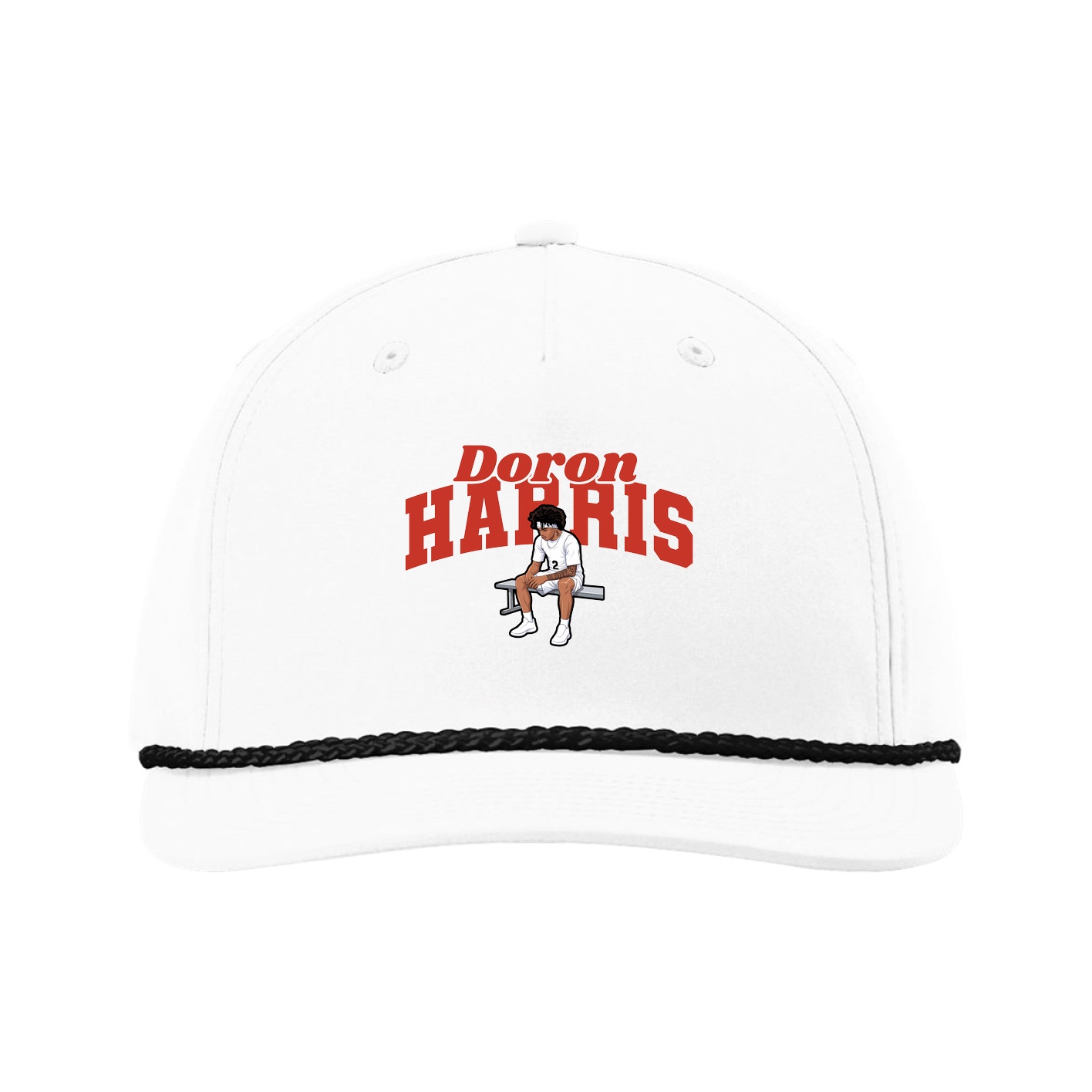 Five-Panel Classic Rope Cap — Signature Arch in White