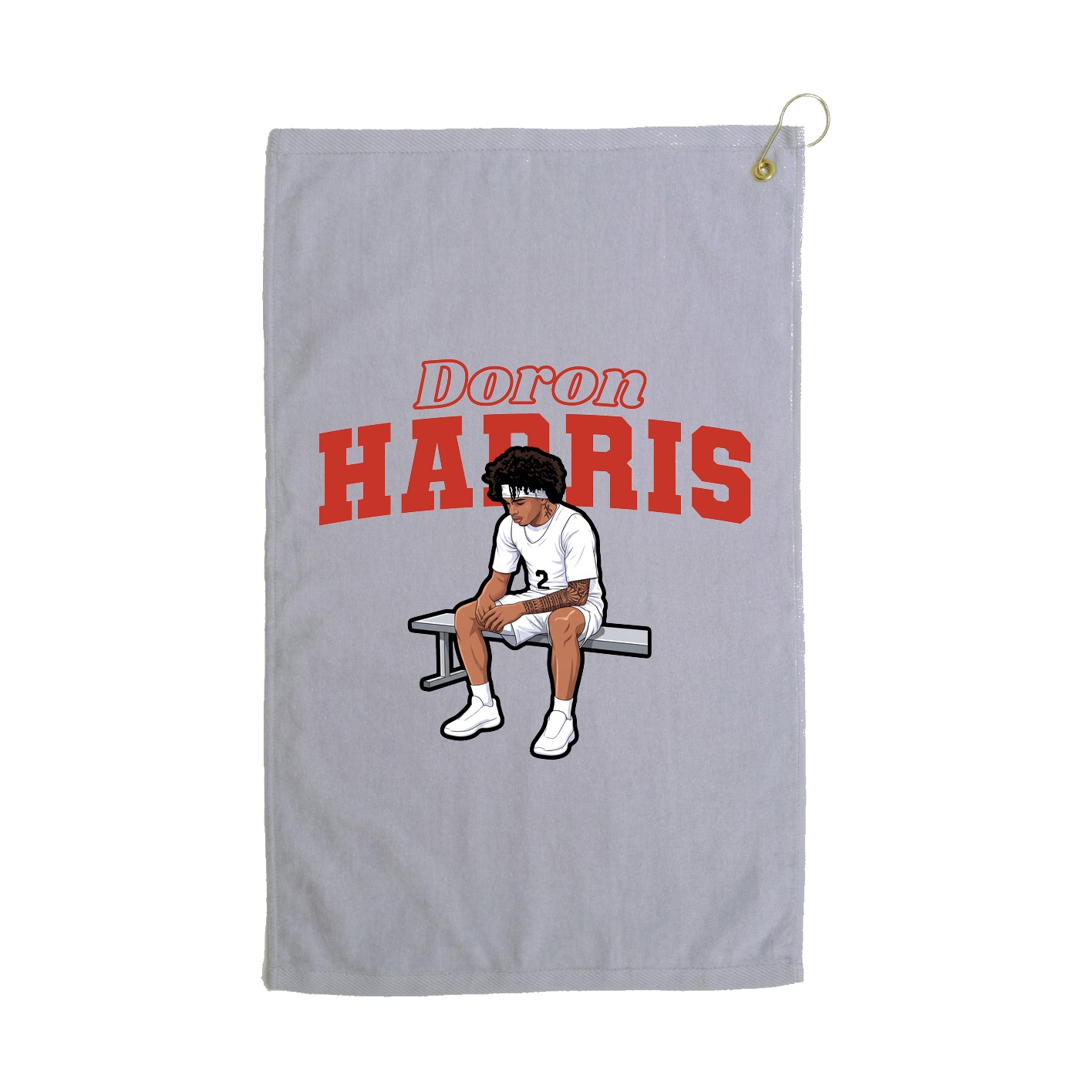 Golf Towel — Name Arch in Grey