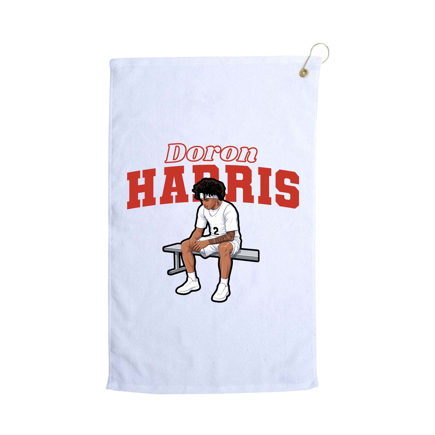 Golf Towel — Name Arch in White