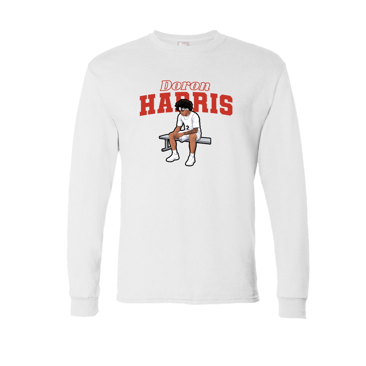 Long Sleeve Tee — Name Arch in White