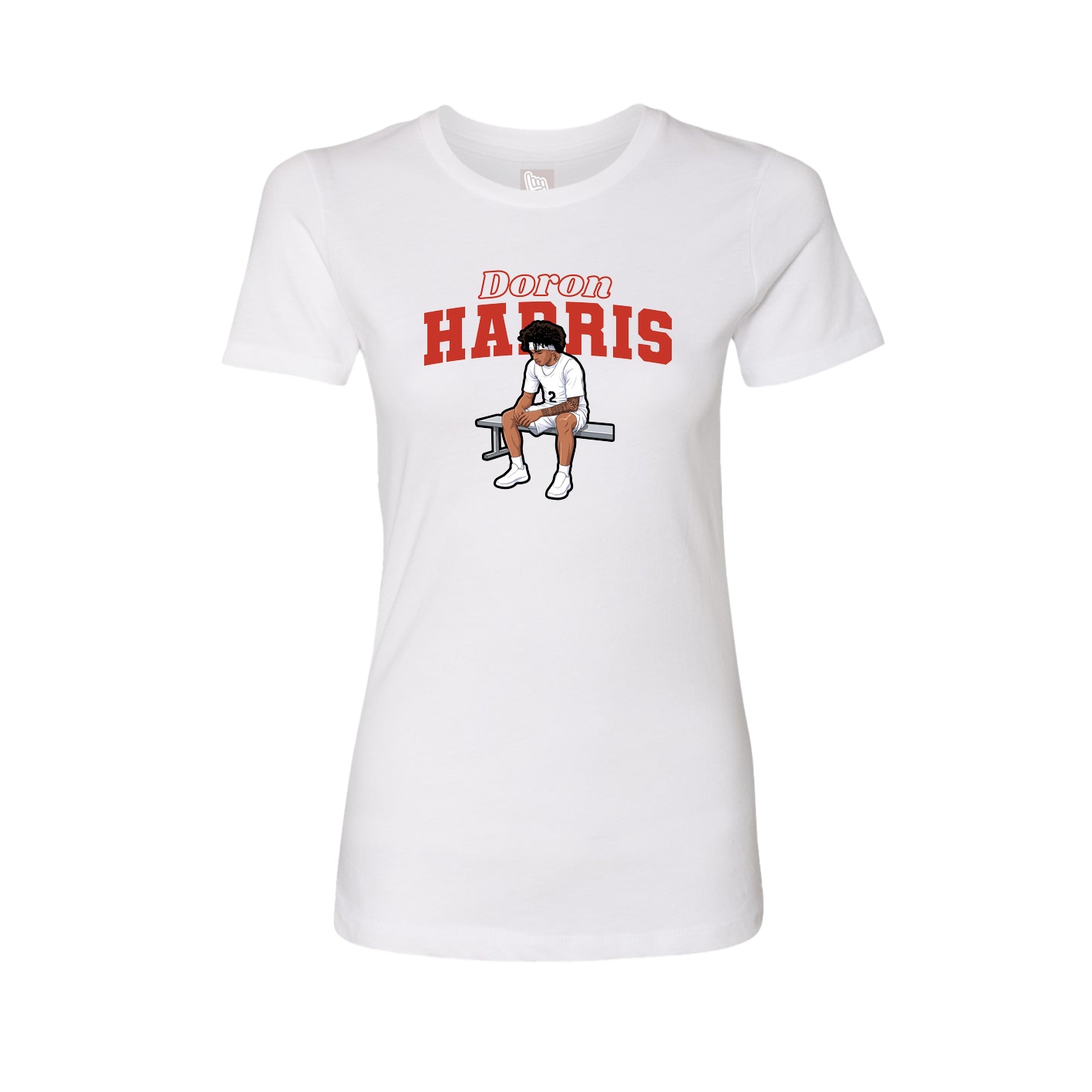 Womens Tee — Name Arch in White