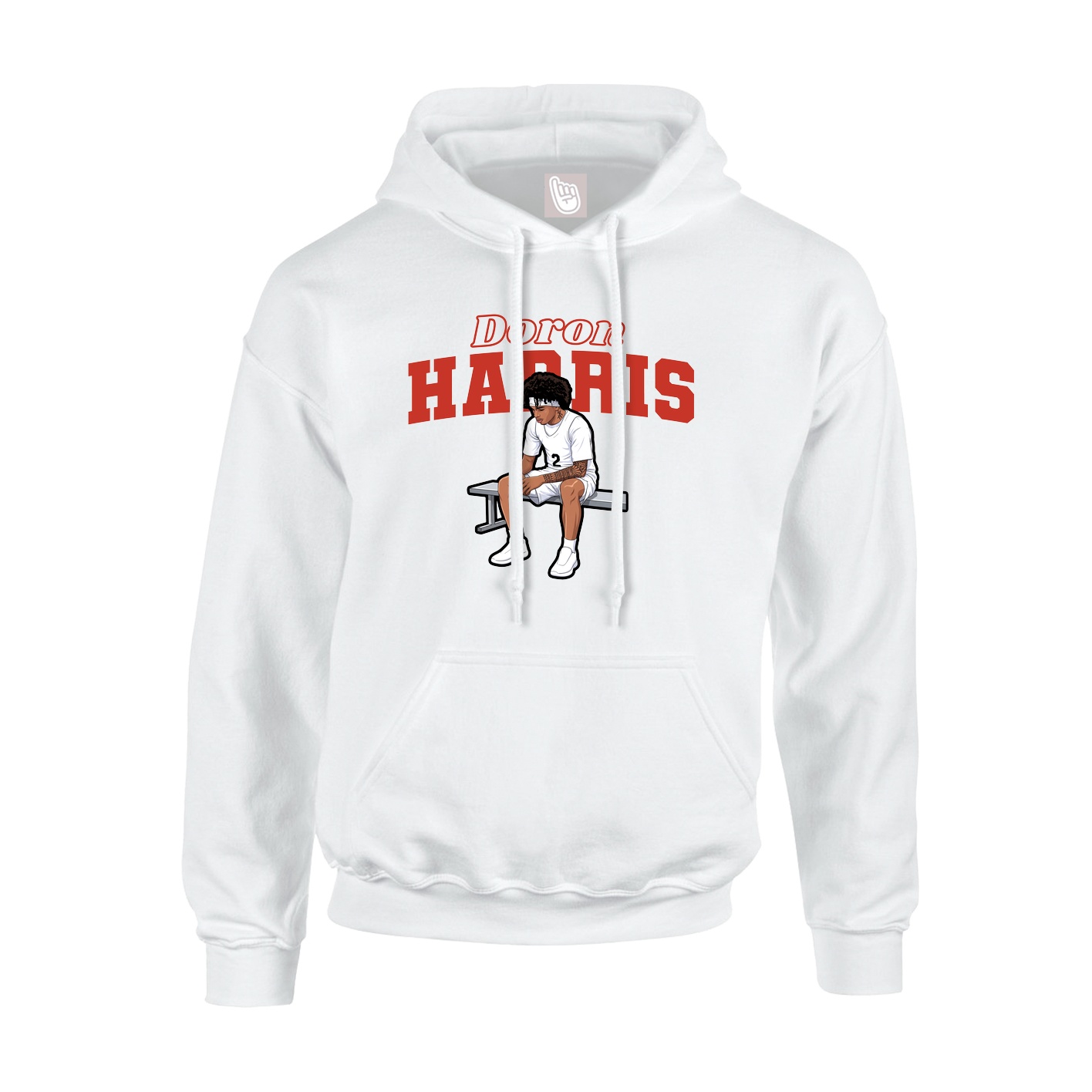Youth Hoodie — Name Arch in White