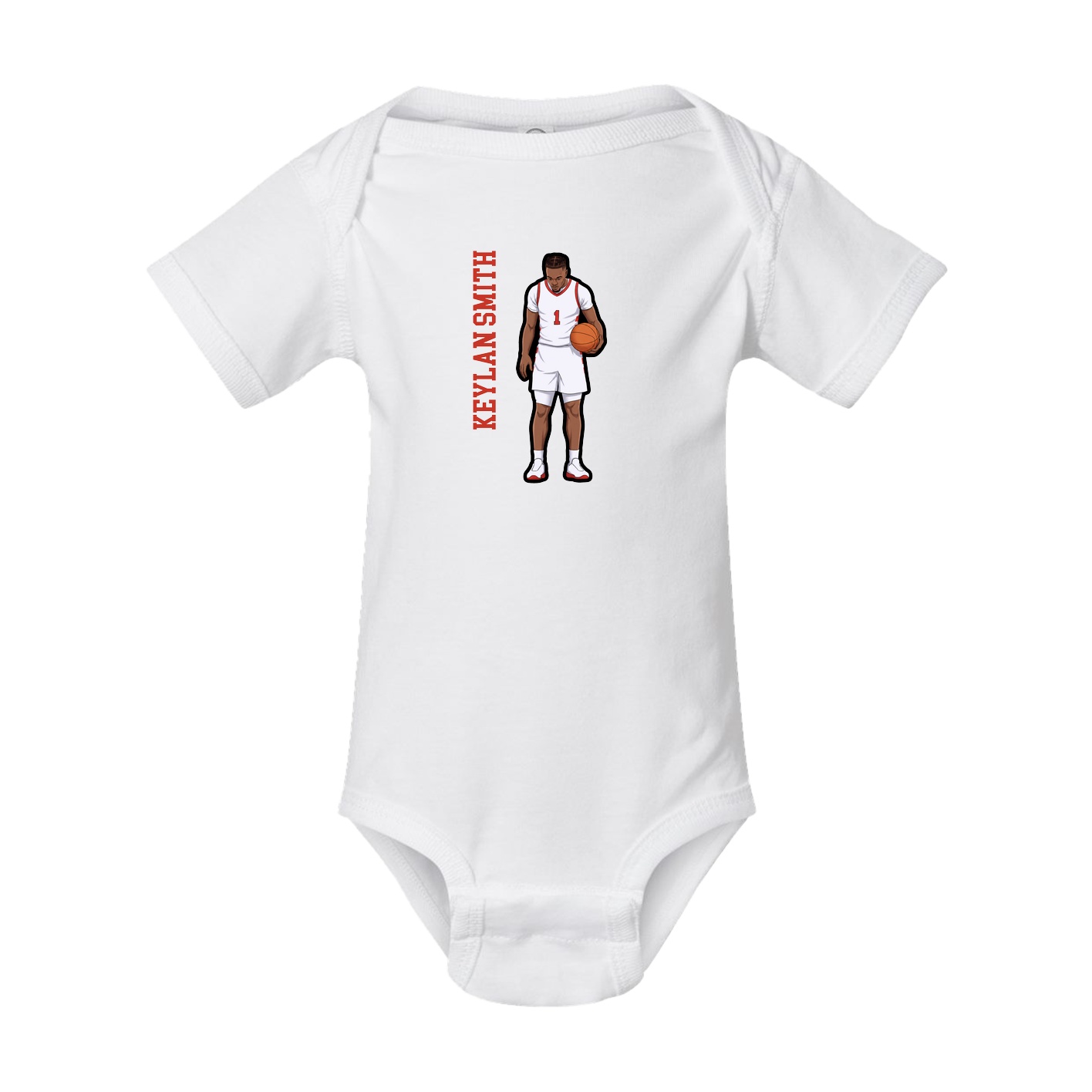 Baby Onesie — Name Vertical in White