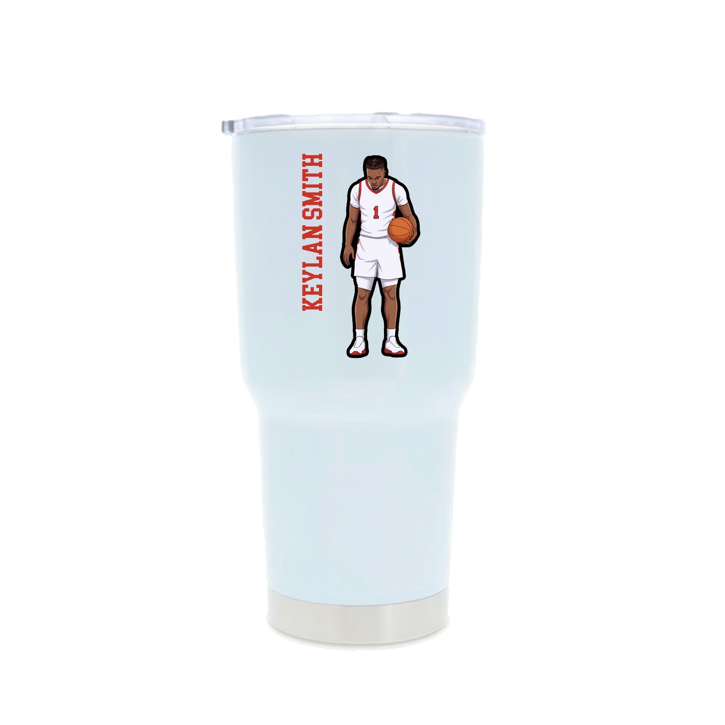 30oz Stainless Steel Tumbler — Name Vertical in White