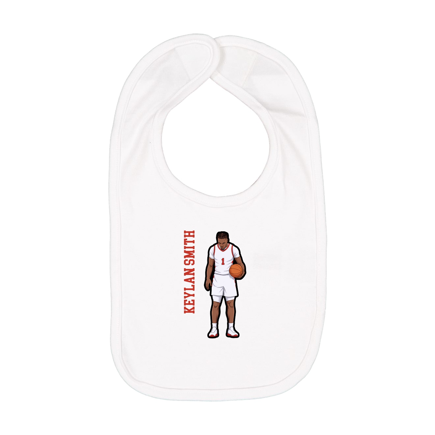 Infant Bib — Name Vertical in White