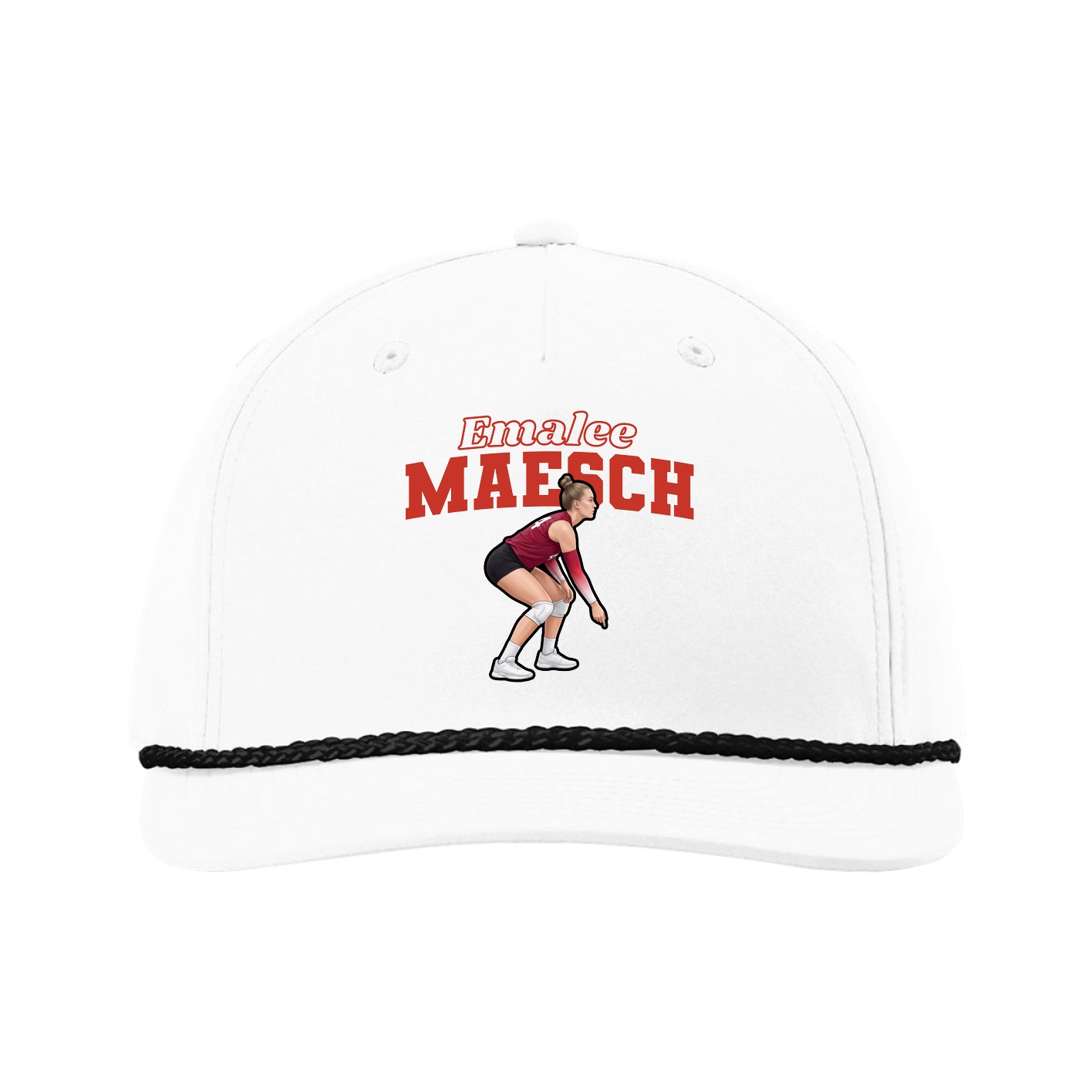 Five-Panel Classic Rope Cap — Name Arch in White