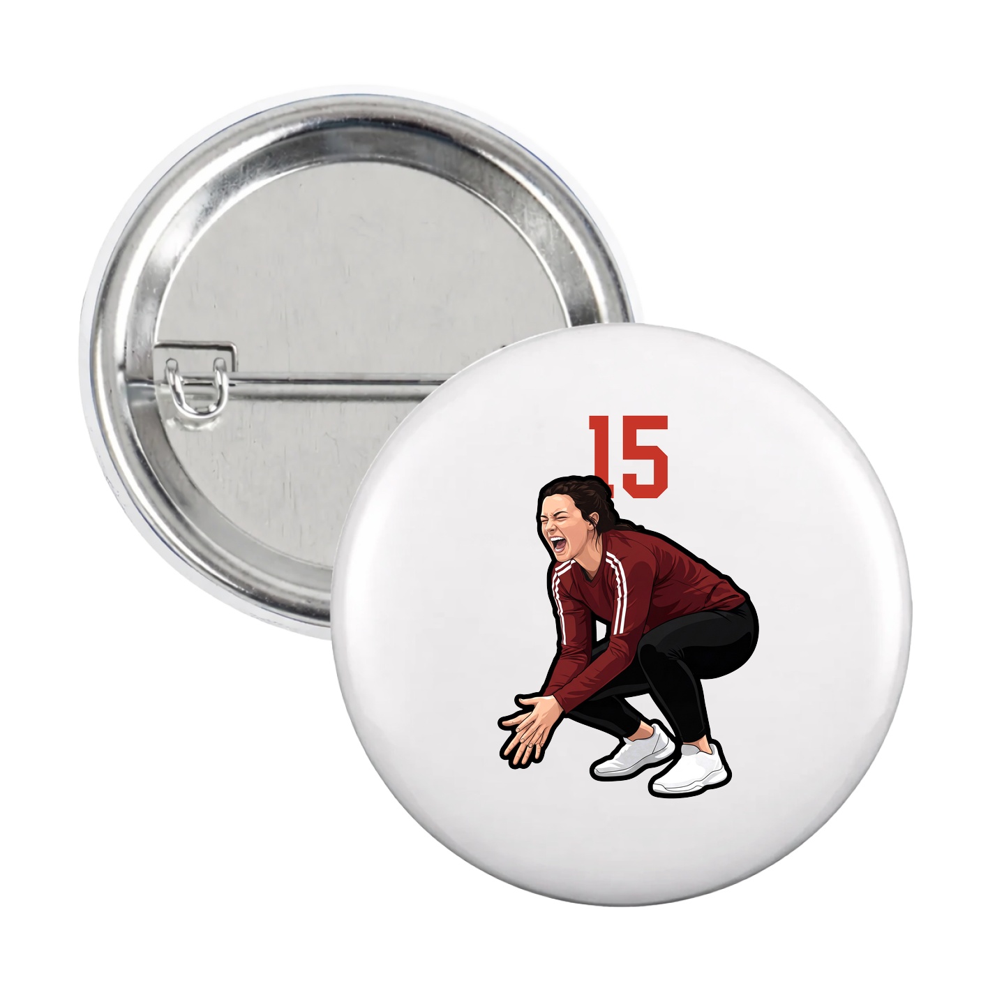 Game Day Button — Number Top in White