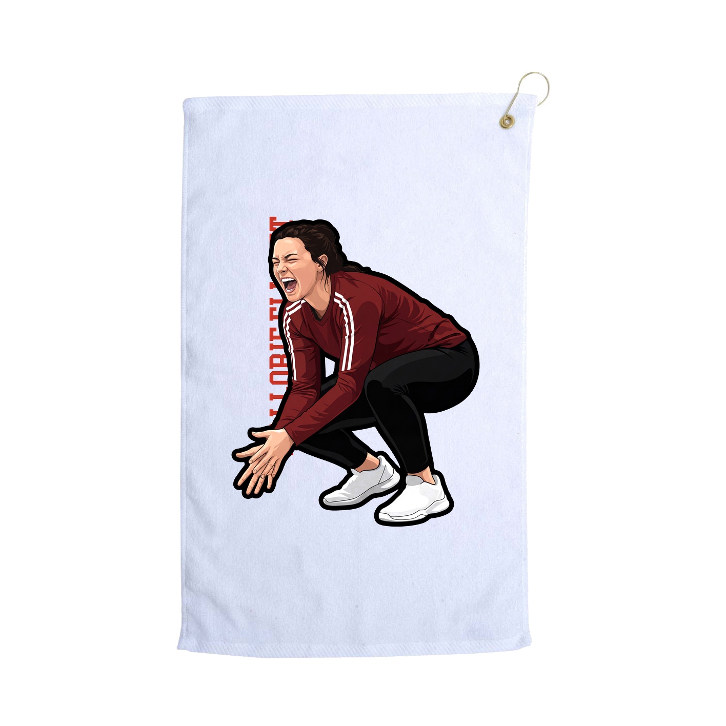 Golf Towel — Name Vertical in White