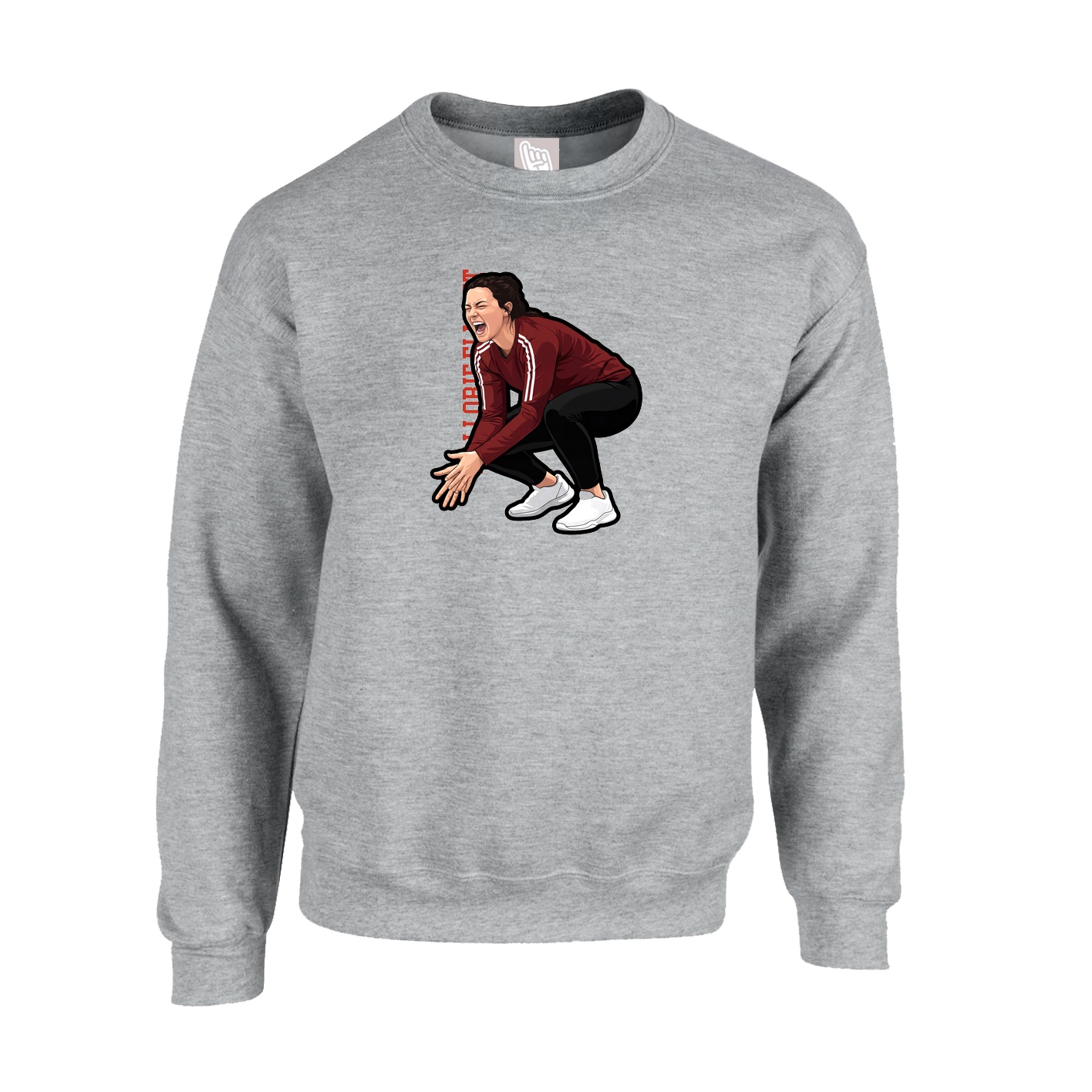 Fleece Crew — Name Vertical in Grey