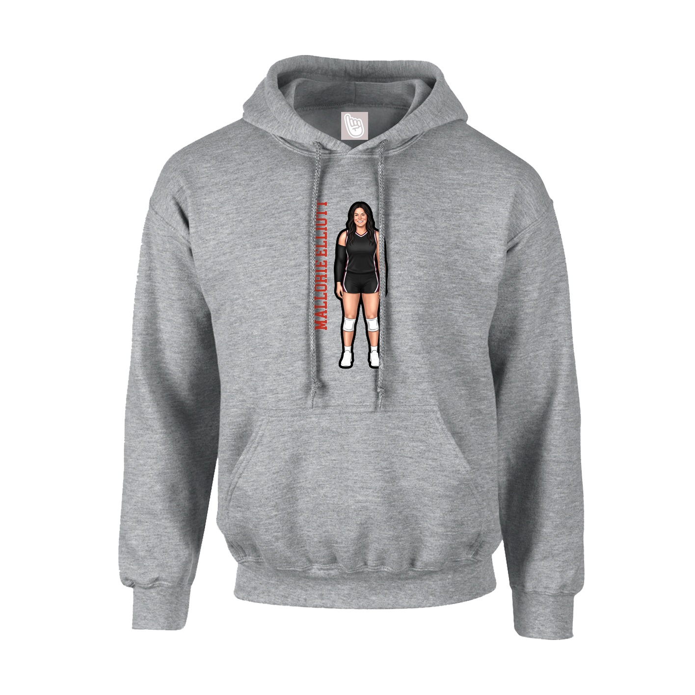 Youth Hoodie — Name Vertical in Grey