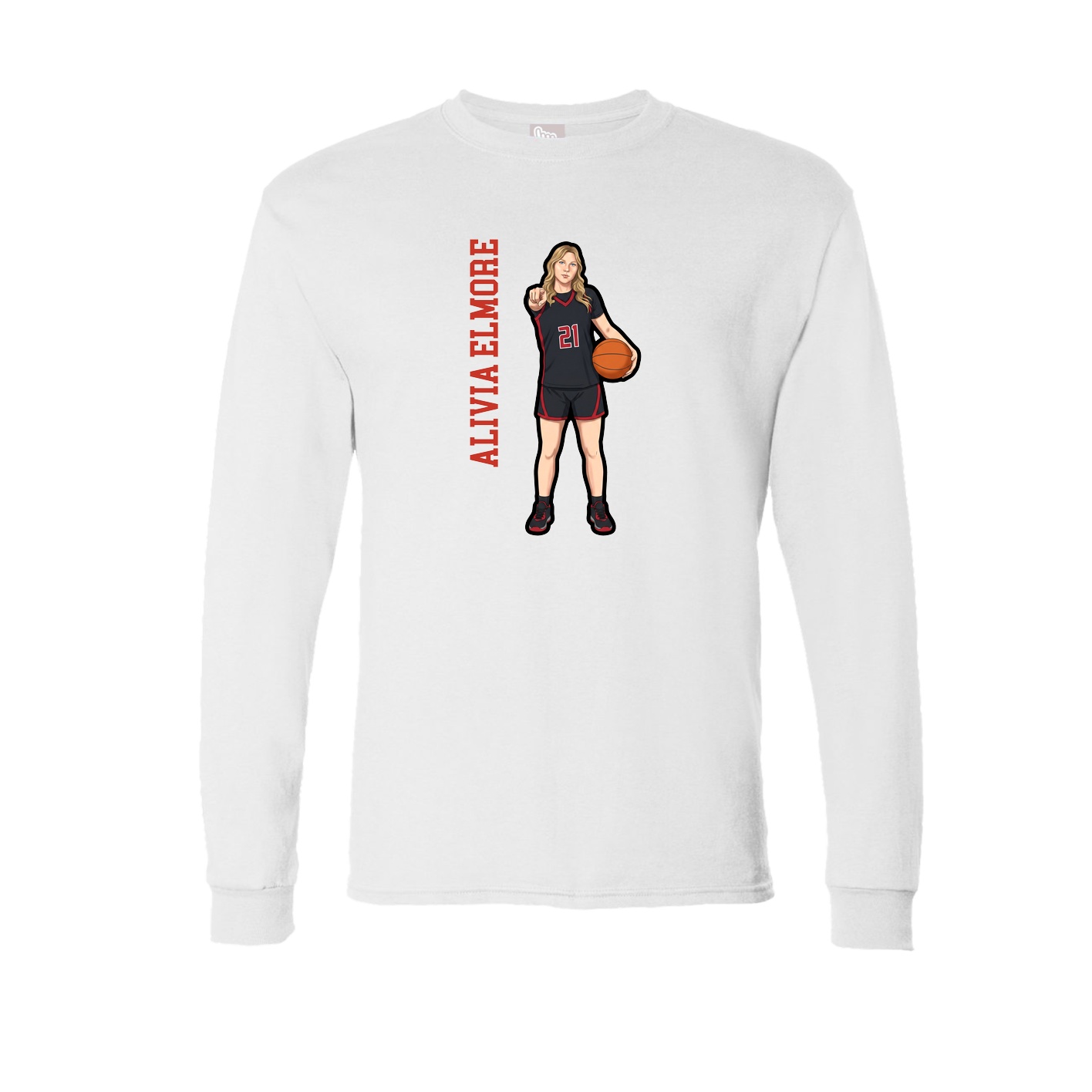 Long Sleeve Tee — Name Vertical in White