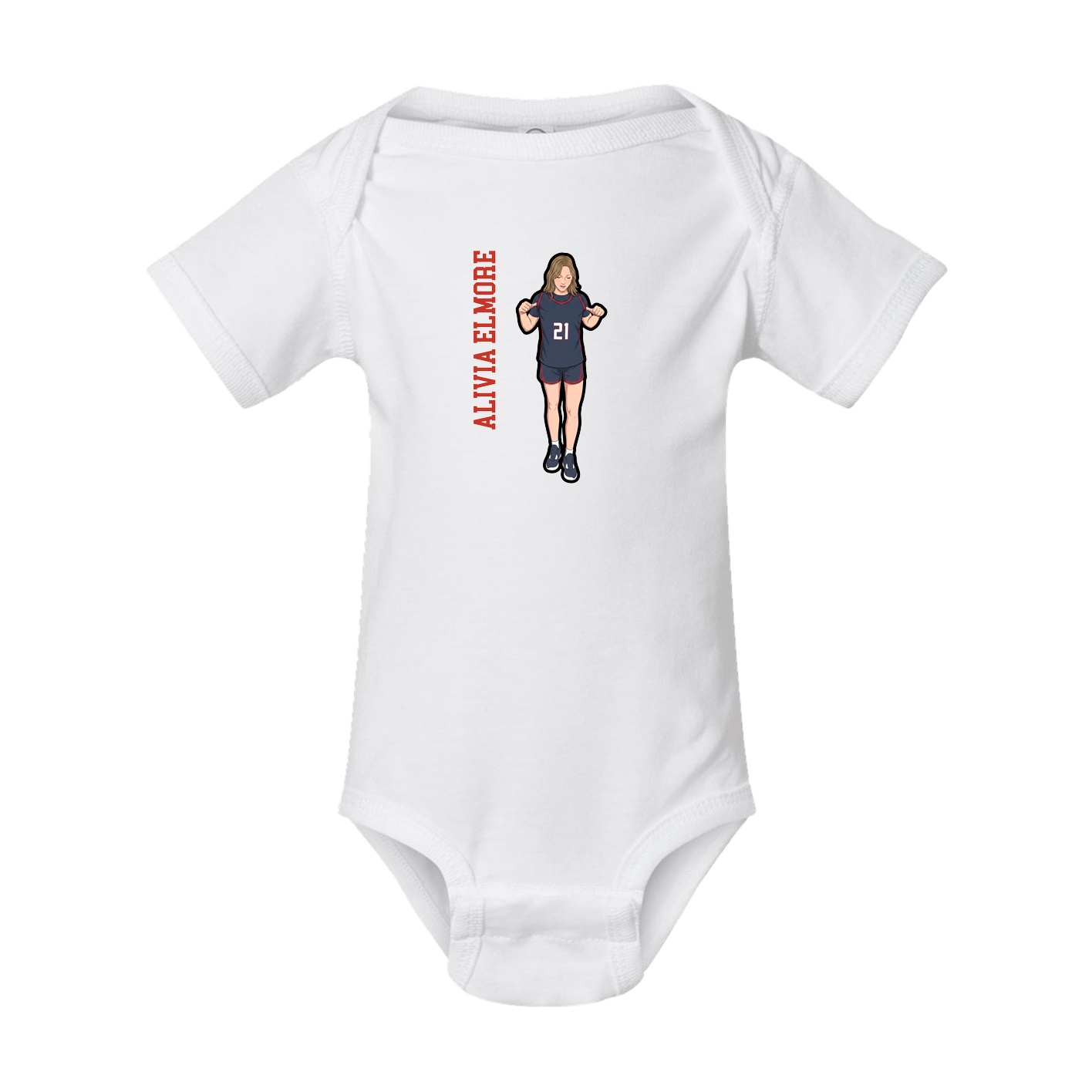 Baby Onesie — Name Vertical in White