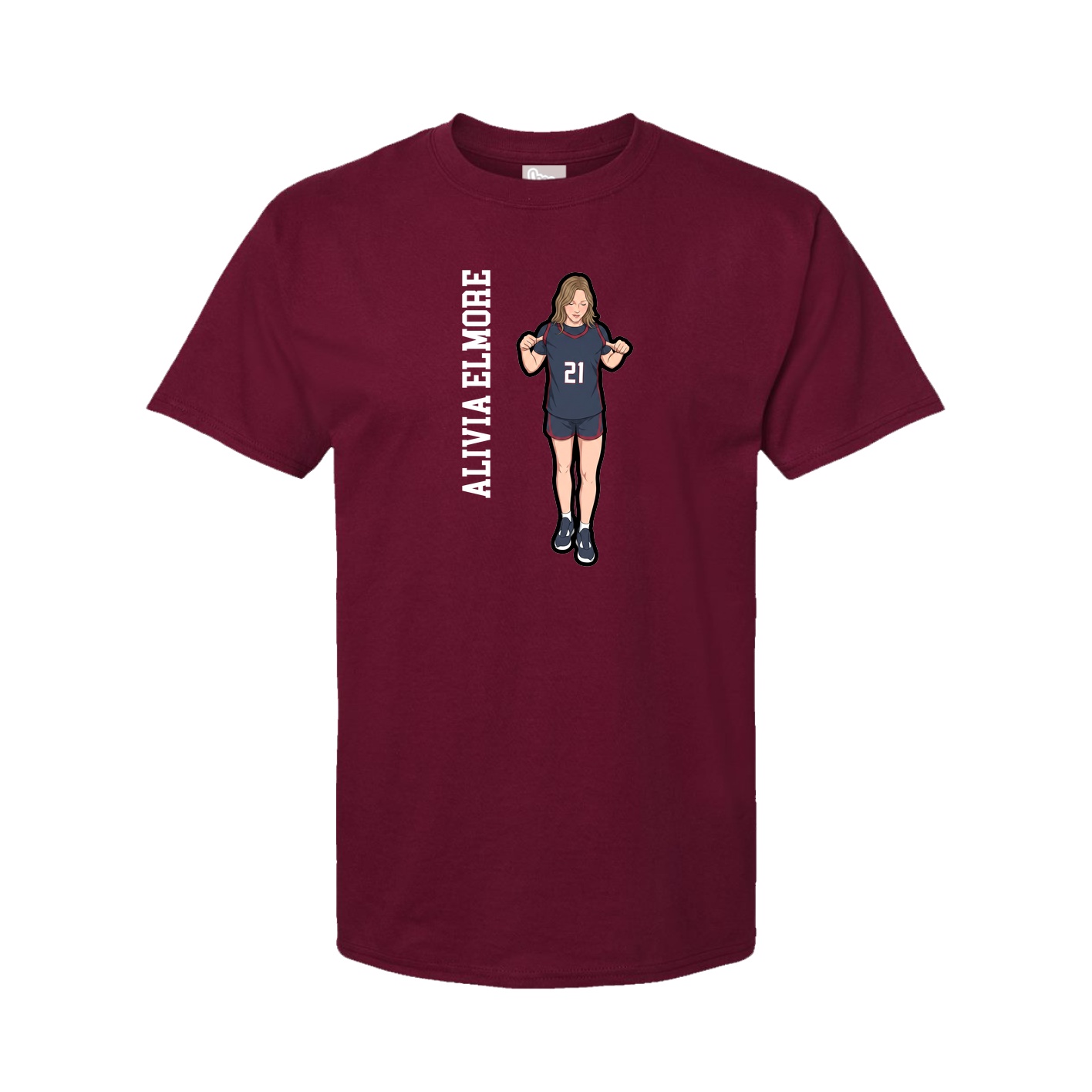 Youth Tee — Name Vertical in Cardinal