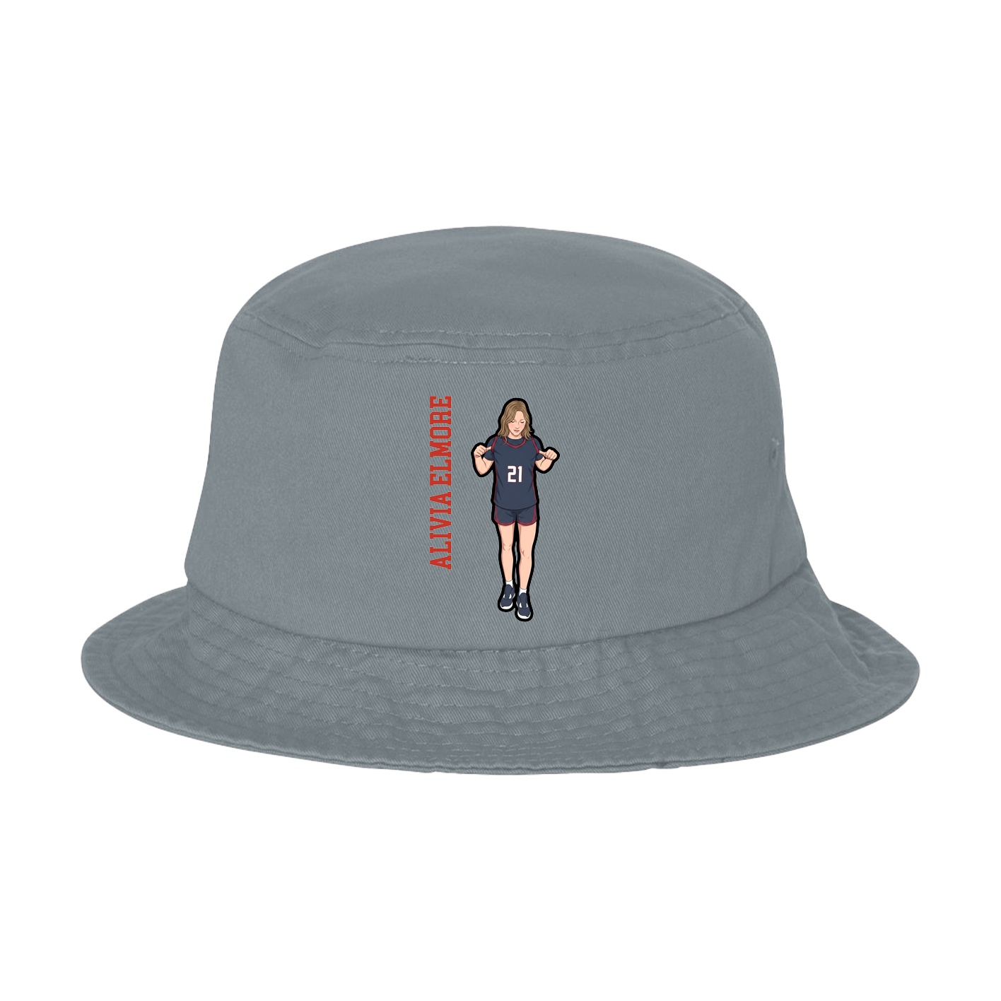 Bucket Cap — Name Vertical in Grey