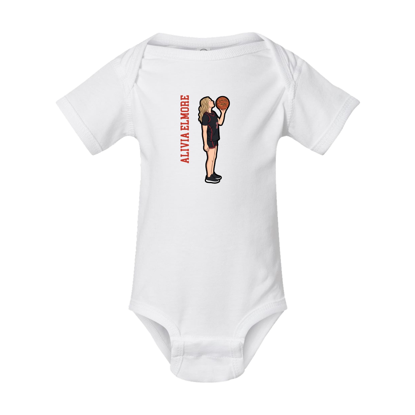 Baby Onesie — Name Vertical in White