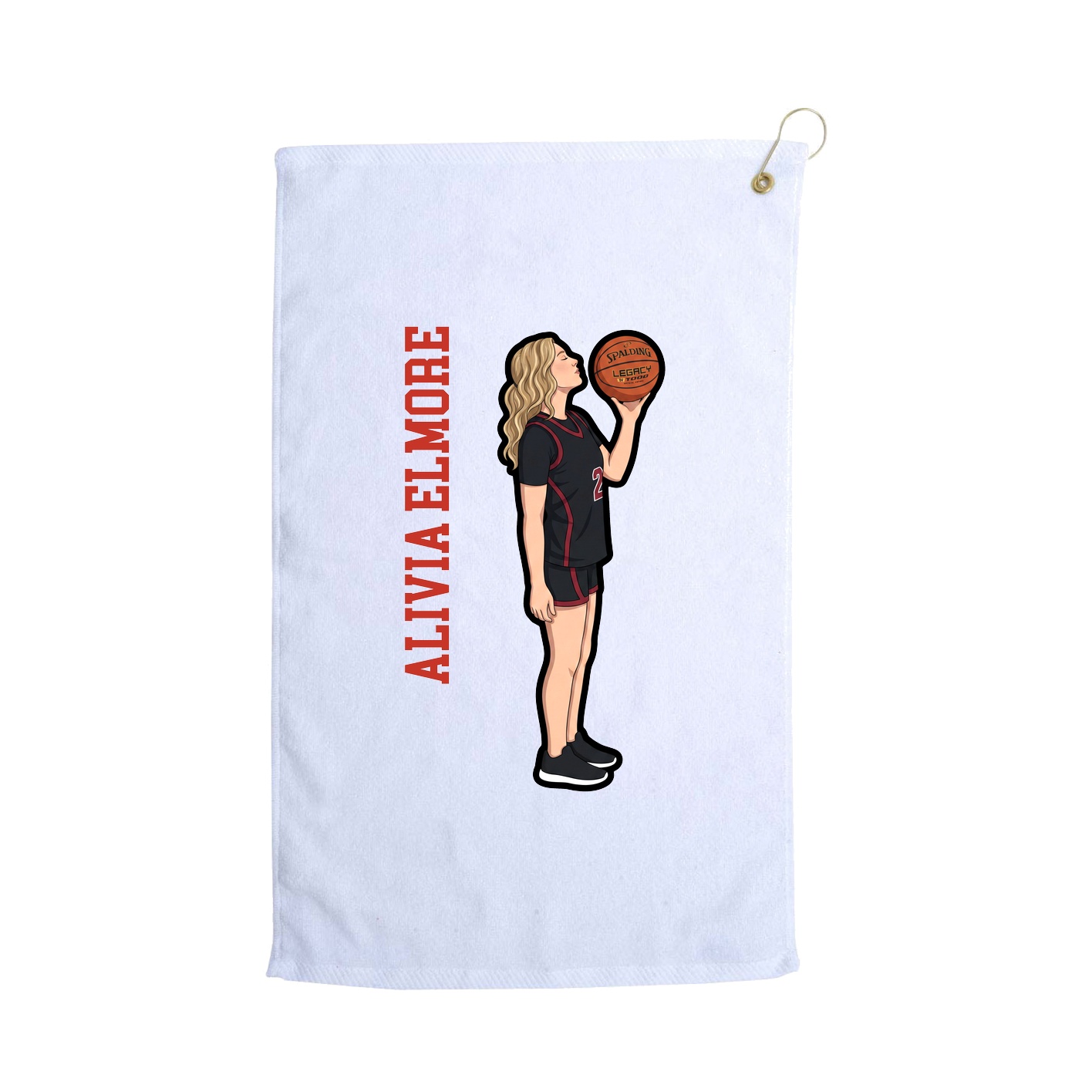 Golf Towel — Name Vertical in White