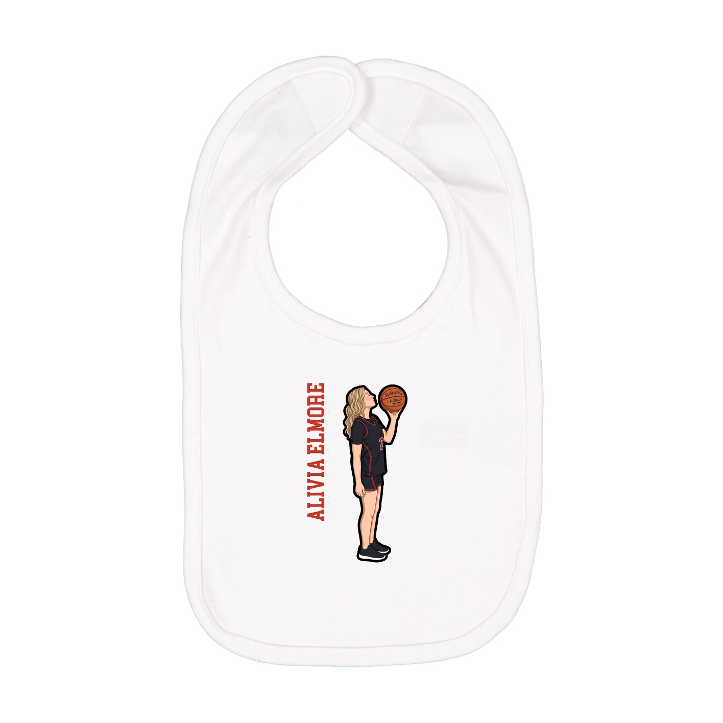 Infant Bib — Name Vertical in White