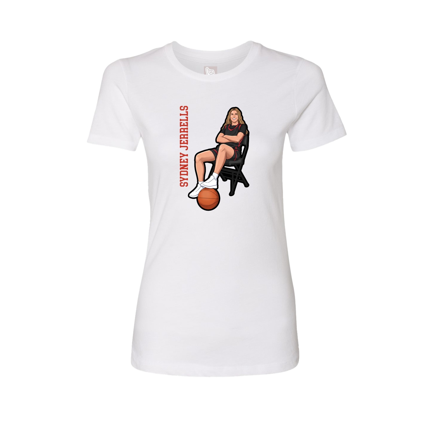 Fitted Women's Tee — Name Vertical in White