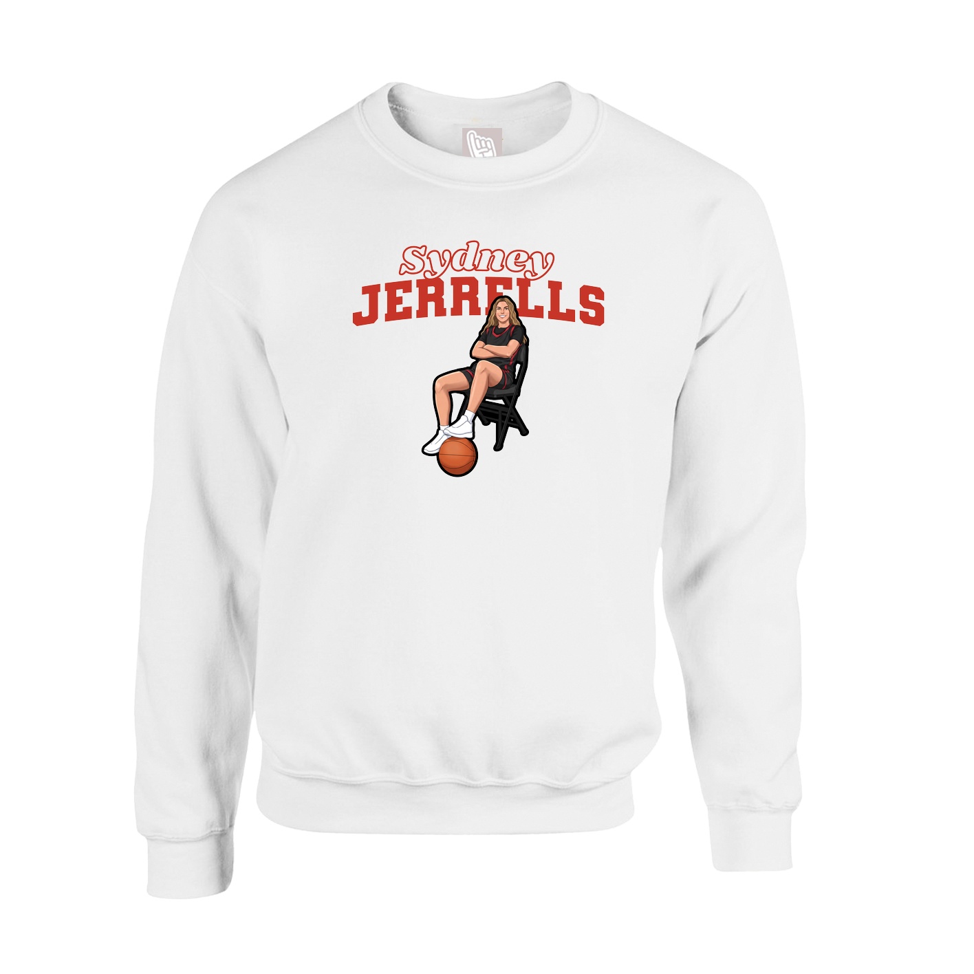 Fleece Crew — Name Arch in White
