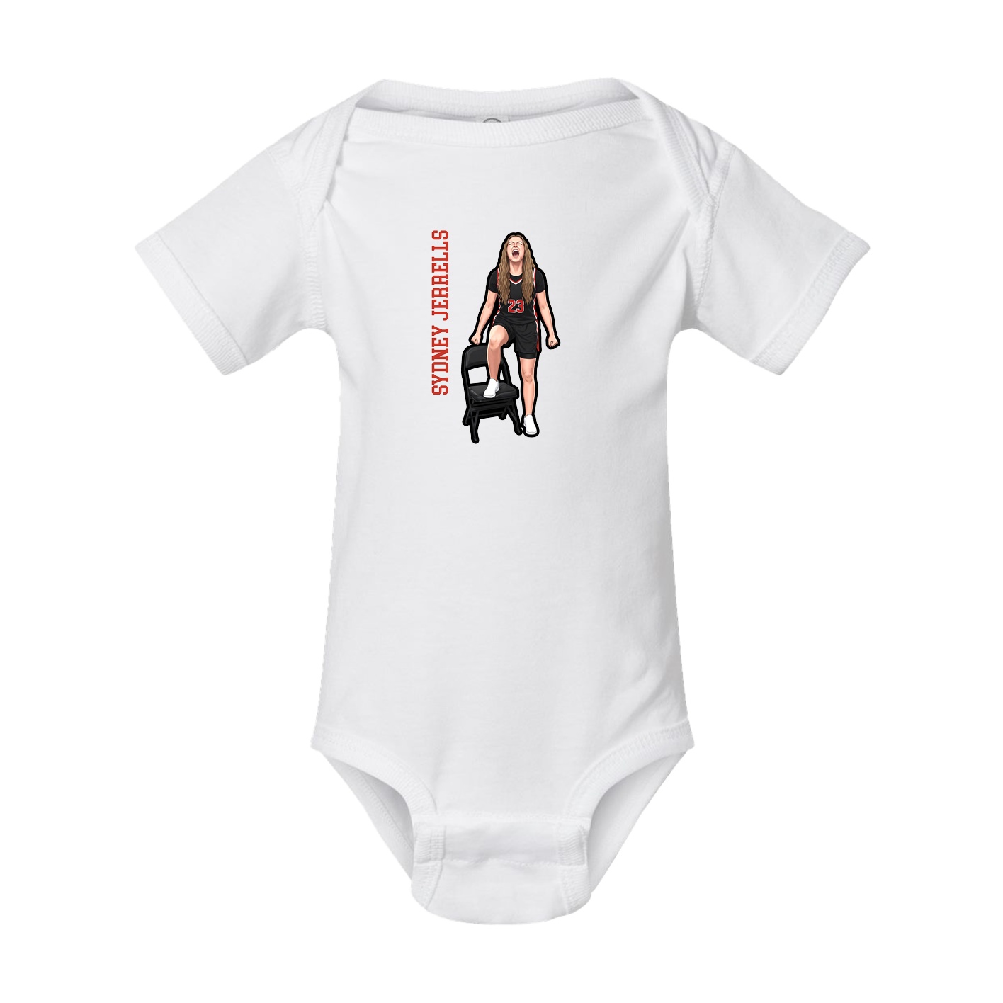 Baby Onesie — Name Vertical in White