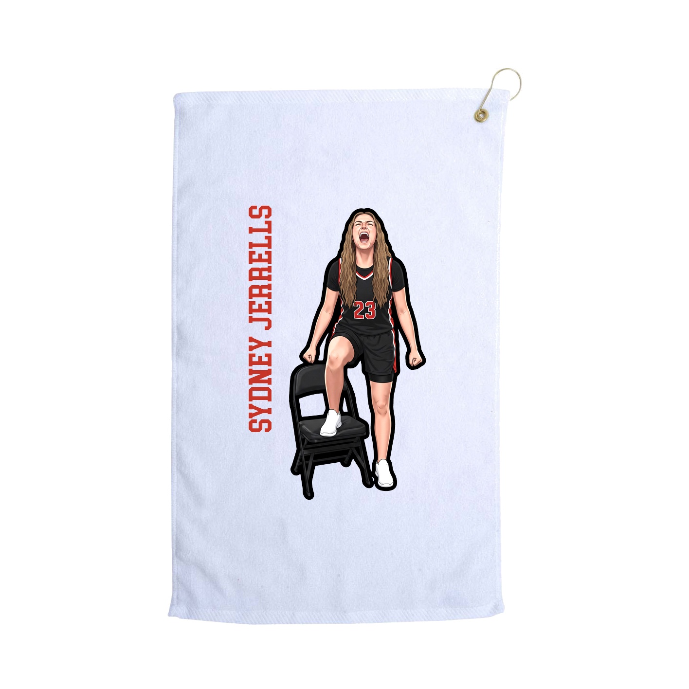 Golf Towel — Name Vertical in White