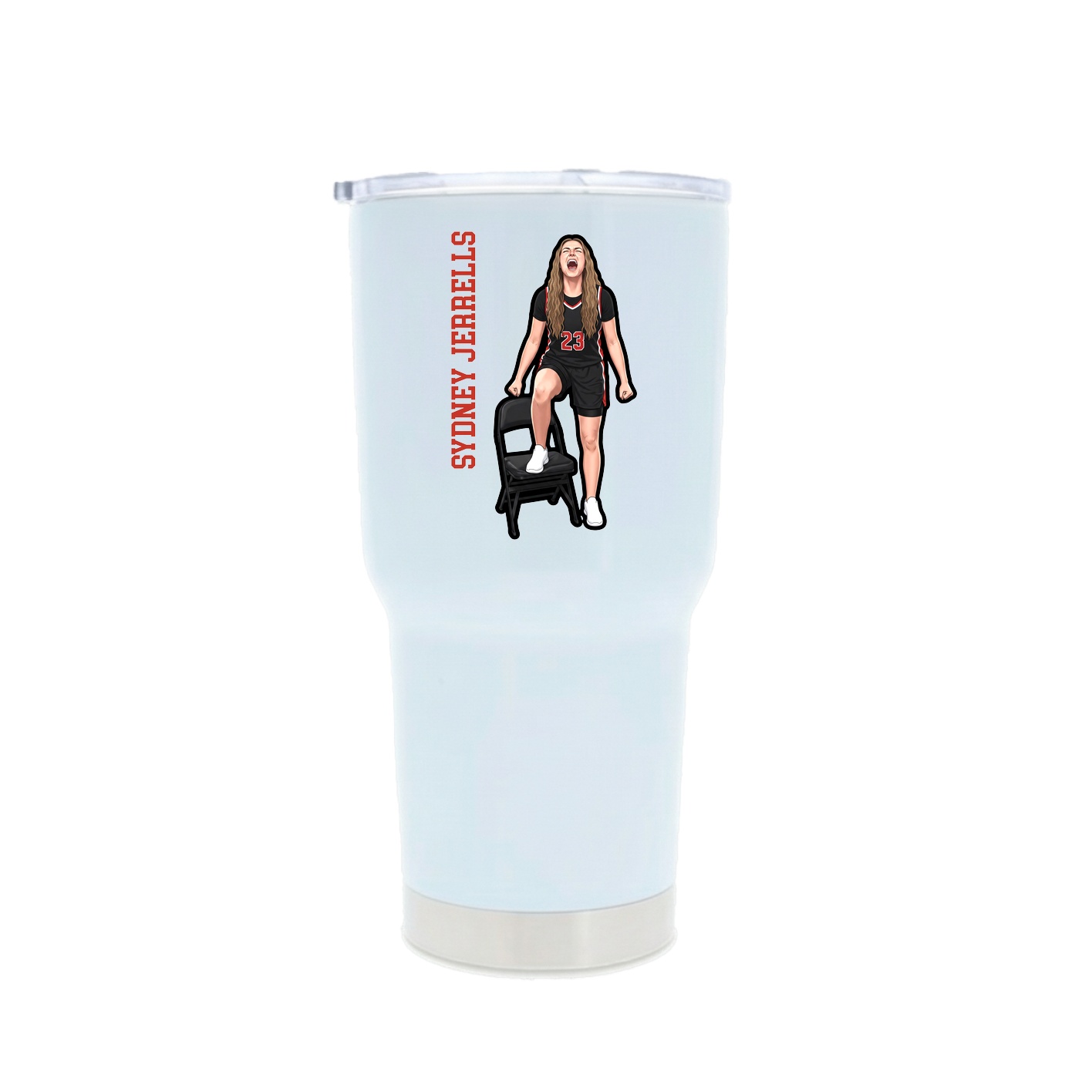 30oz Stainless Steel Tumbler — Name Vertical in White