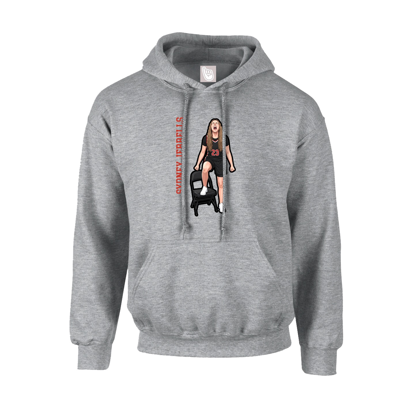 Hoodie — Name Vertical in Grey