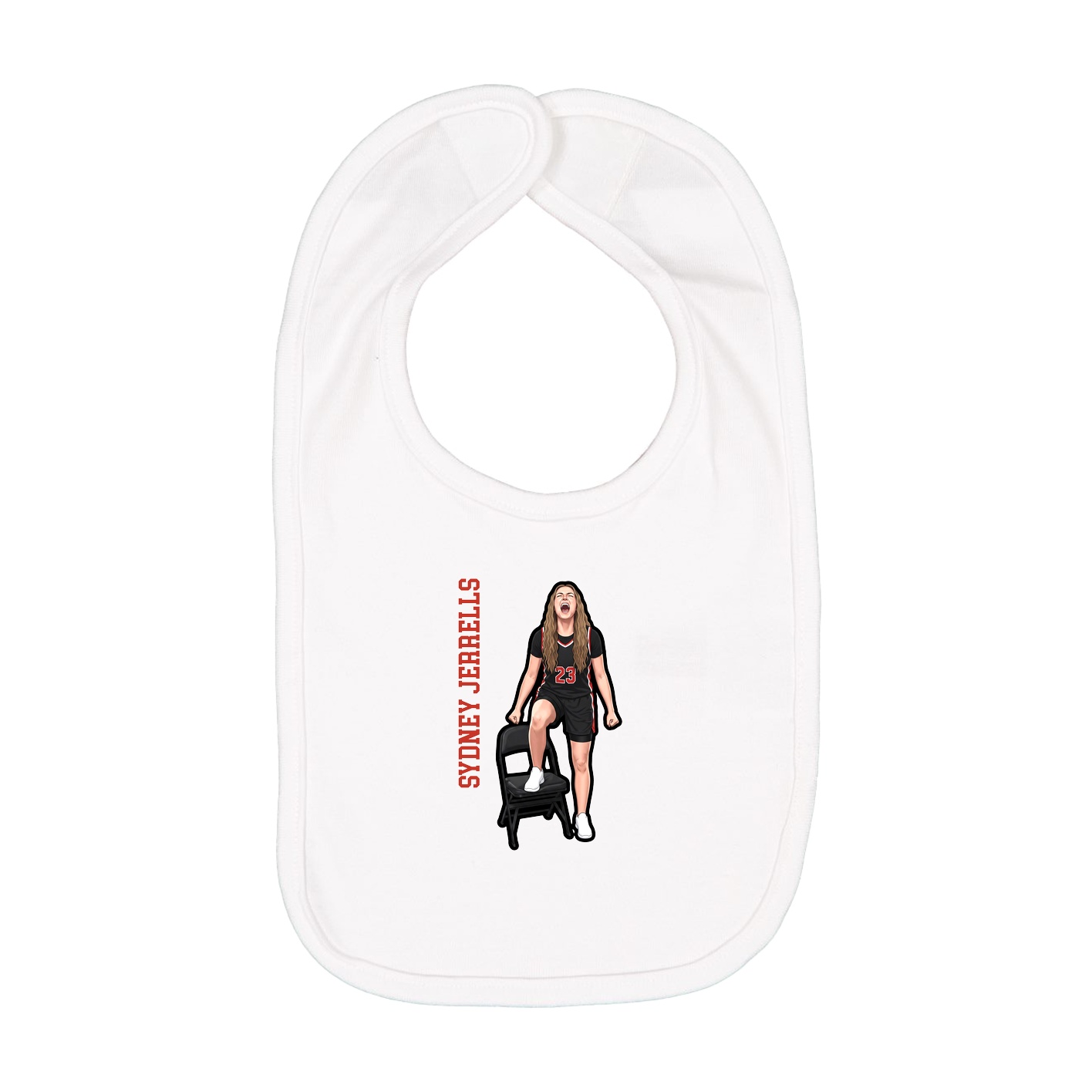 Infant Bib — Name Vertical in White