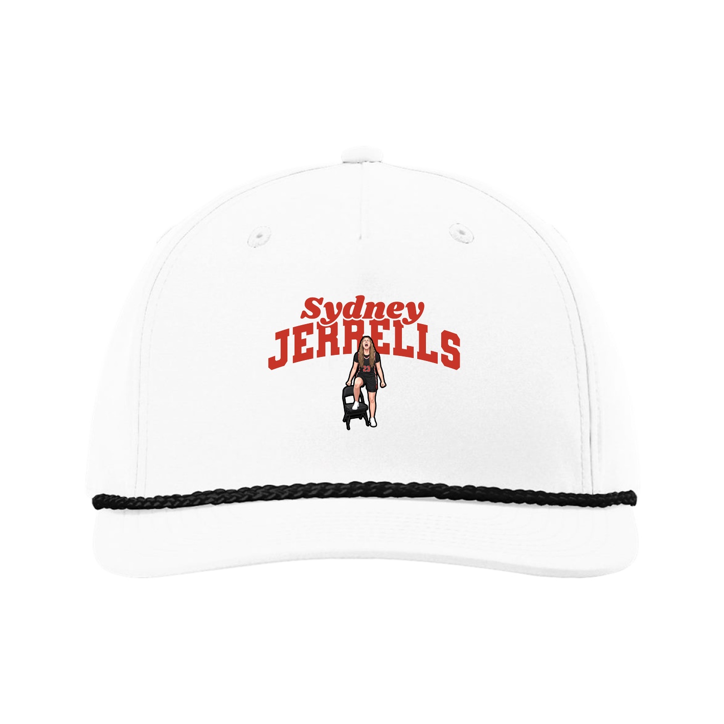 Five-Panel Classic Rope Cap — Signature Arch in White