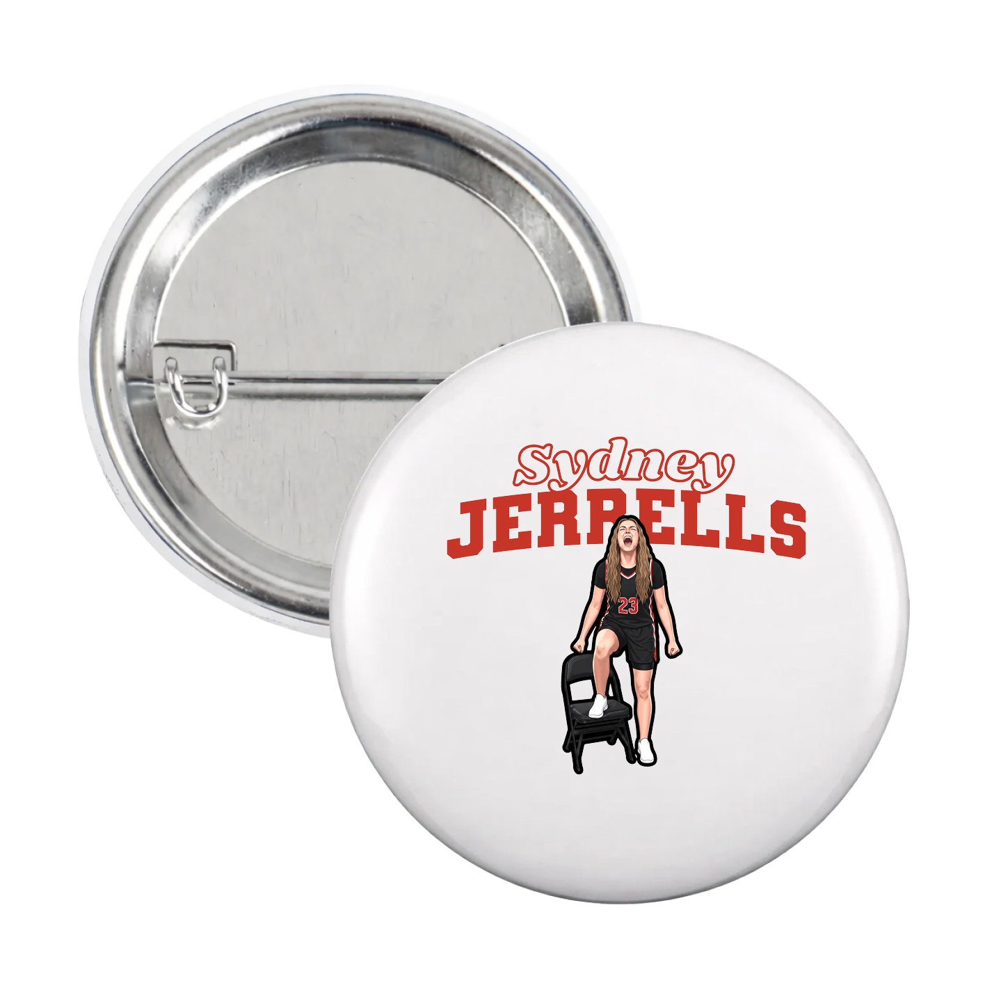 Game Day Button — Name Arch in White