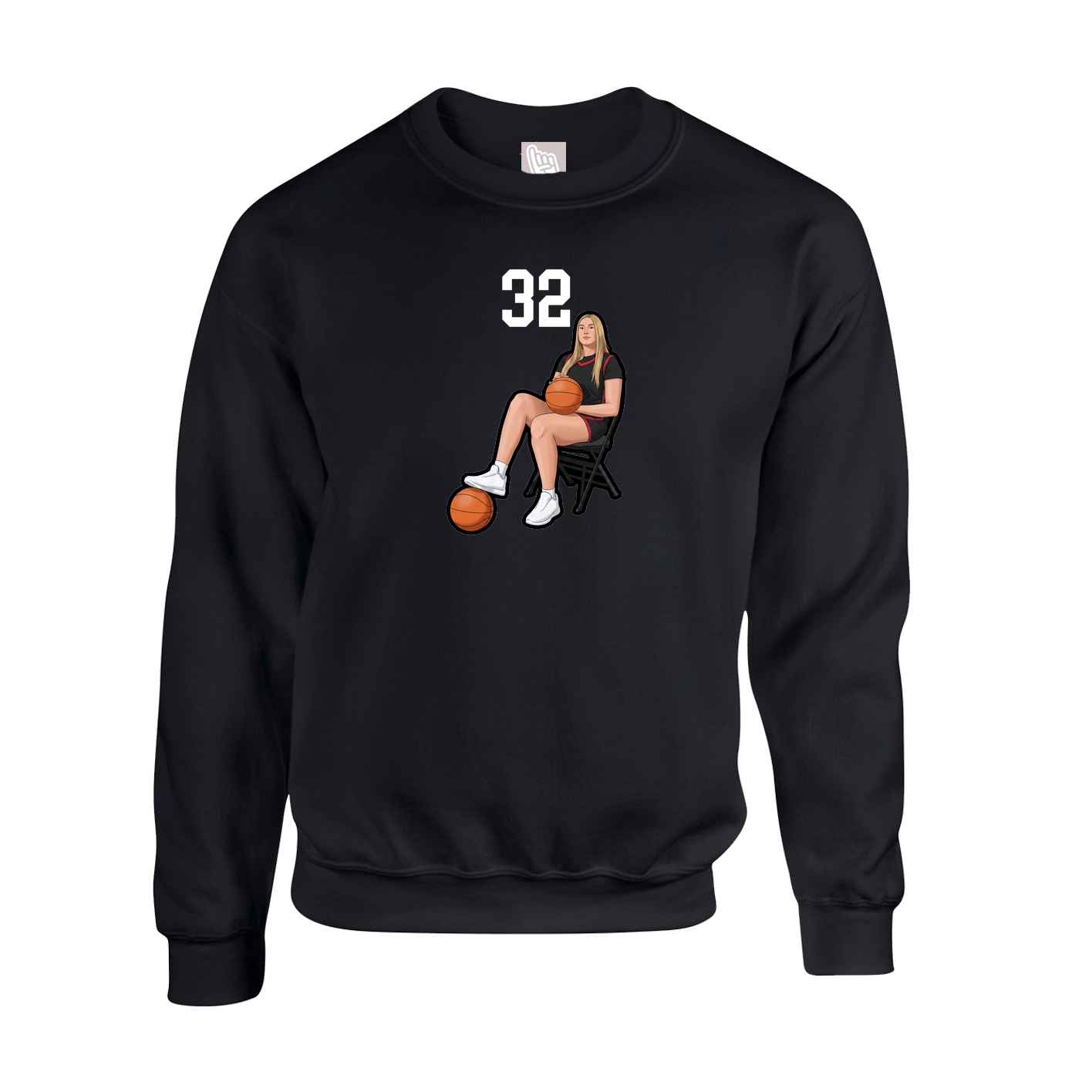 Fleece Crew — Number Top in Black