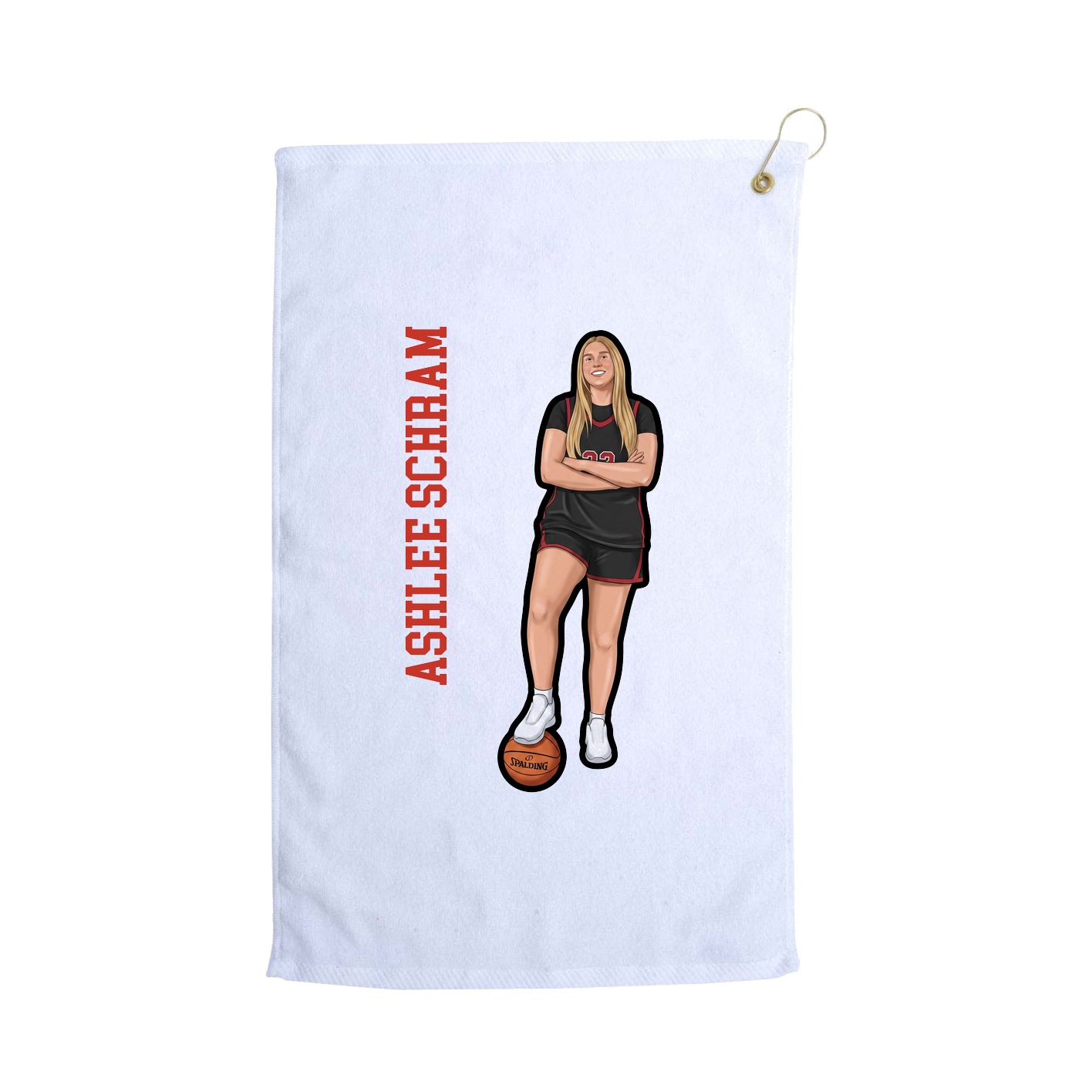 Golf Towel — Name Vertical in White