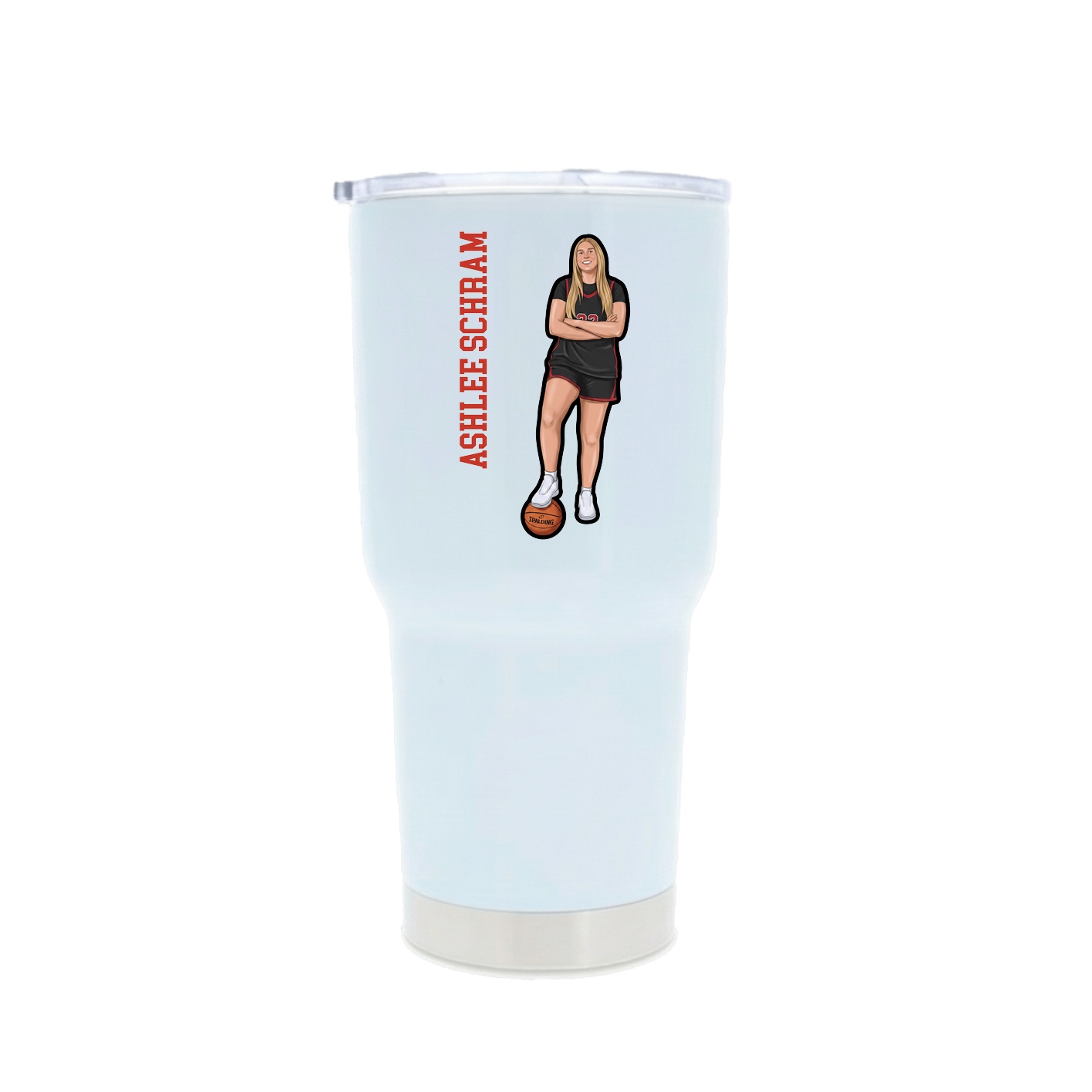 30oz Stainless Steel Tumbler — Name Vertical in White