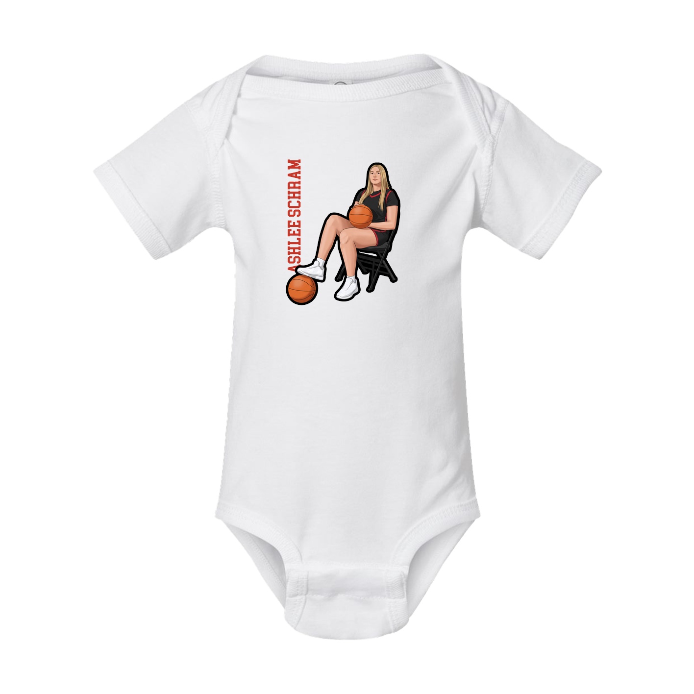 Baby Onesie — Name Vertical in White