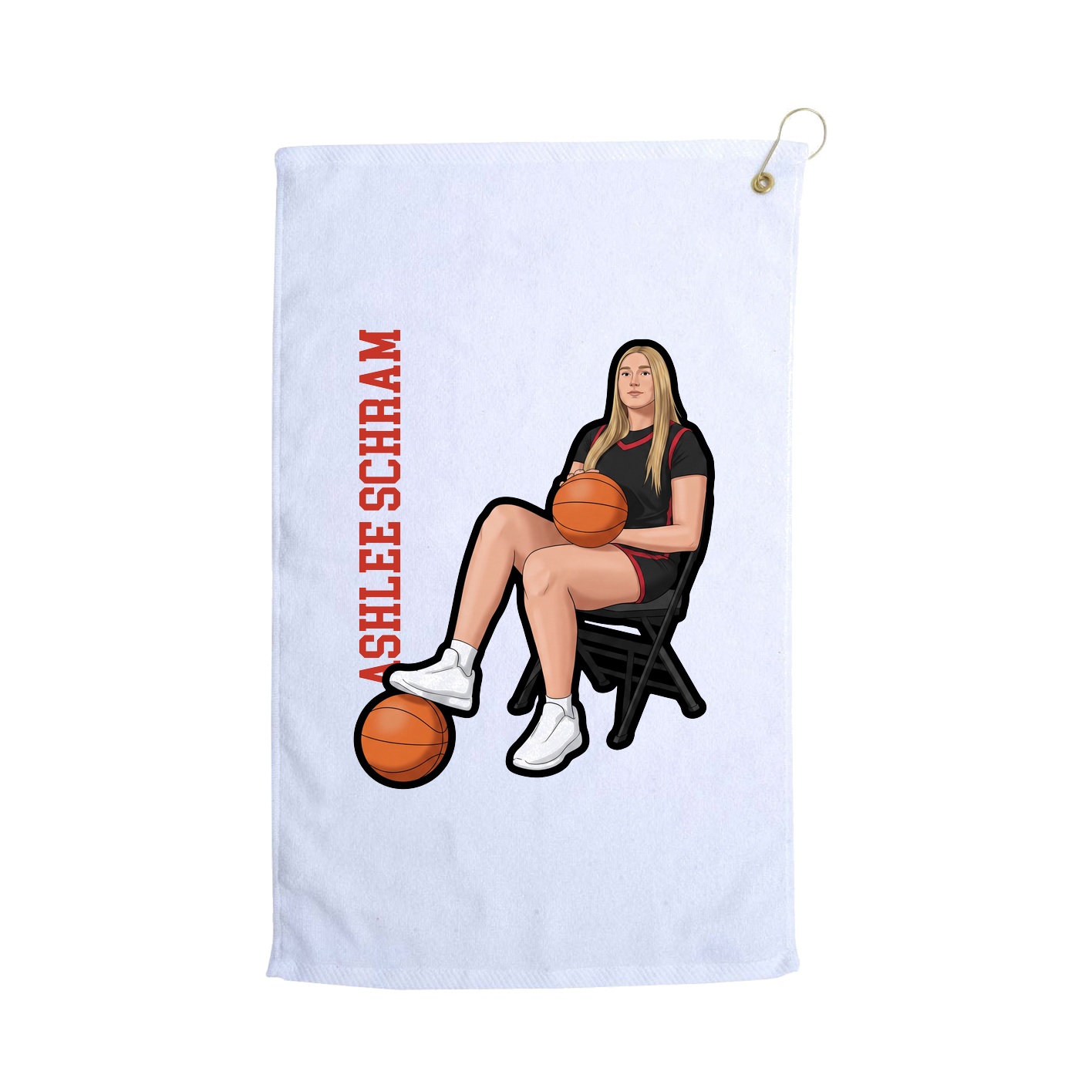 Golf Towel — Name Vertical in White