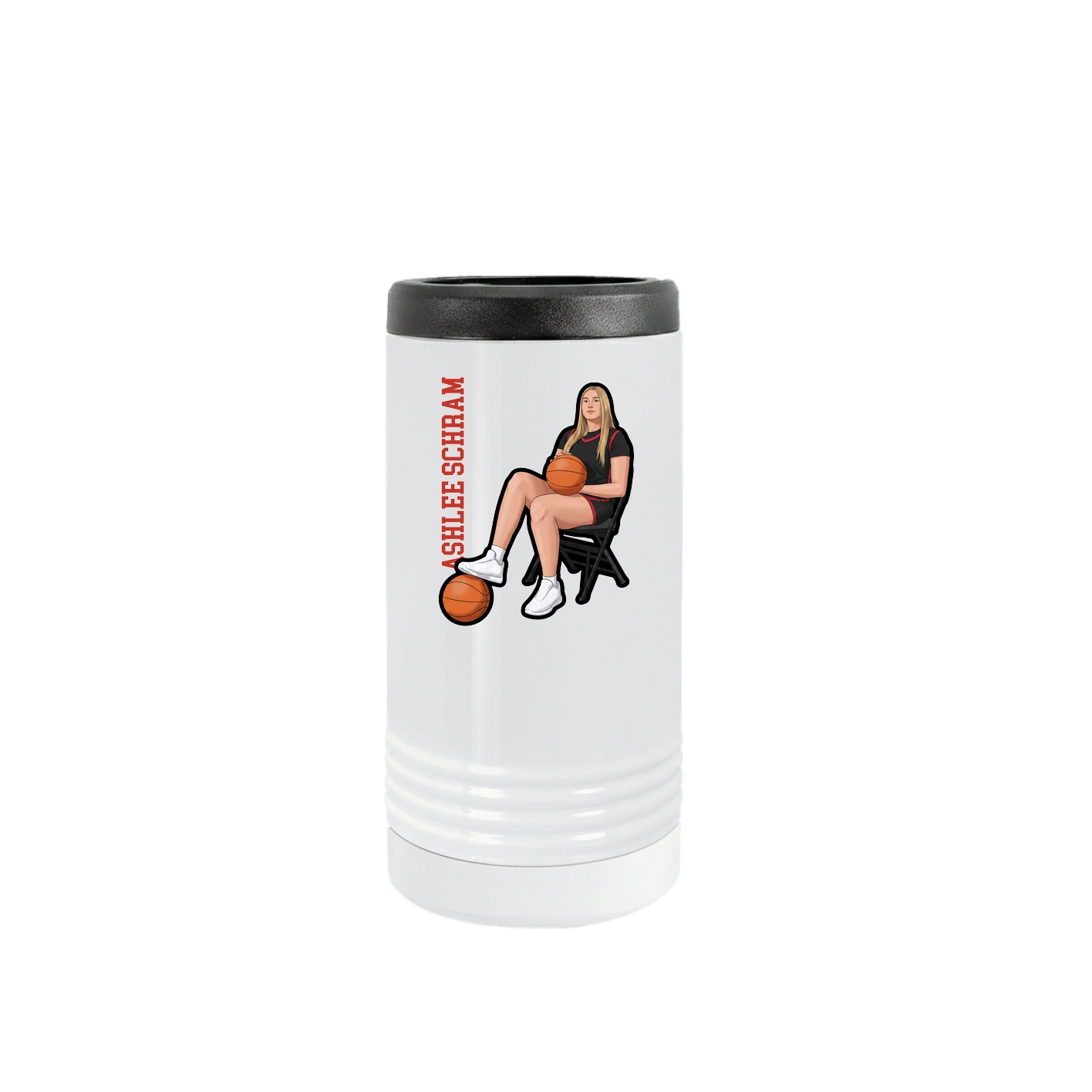 Slim Beverage Holder — Name Vertical in White