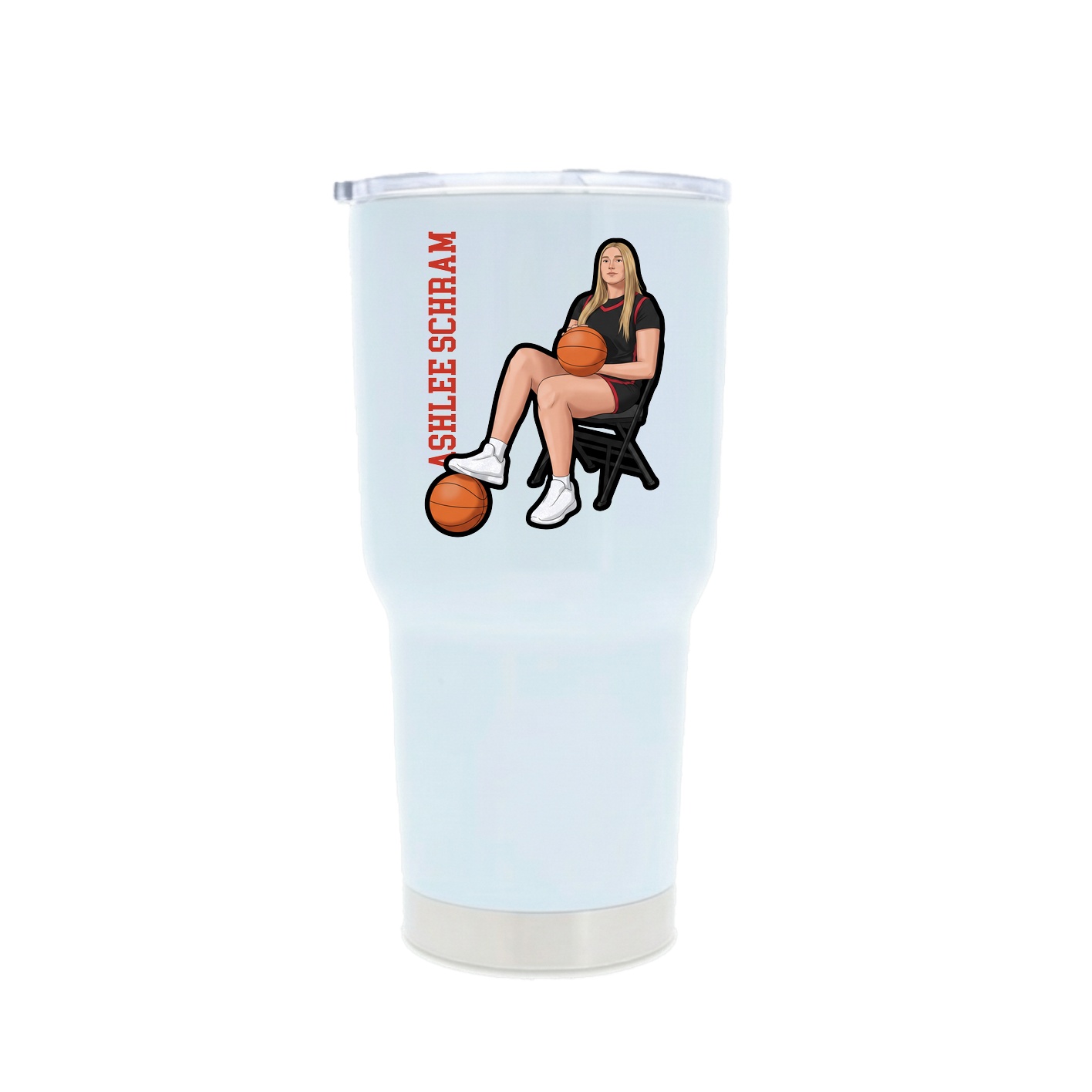 30oz Stainless Steel Tumbler — Name Vertical in White