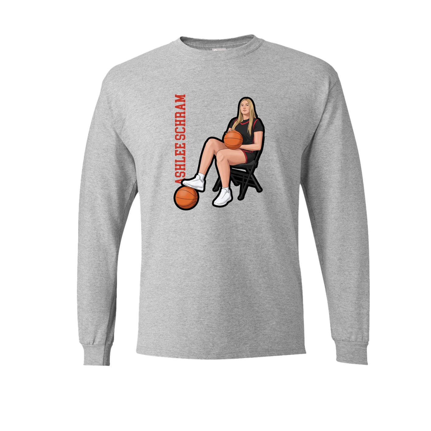 Long Sleeve Tee — Name Vertical in Grey