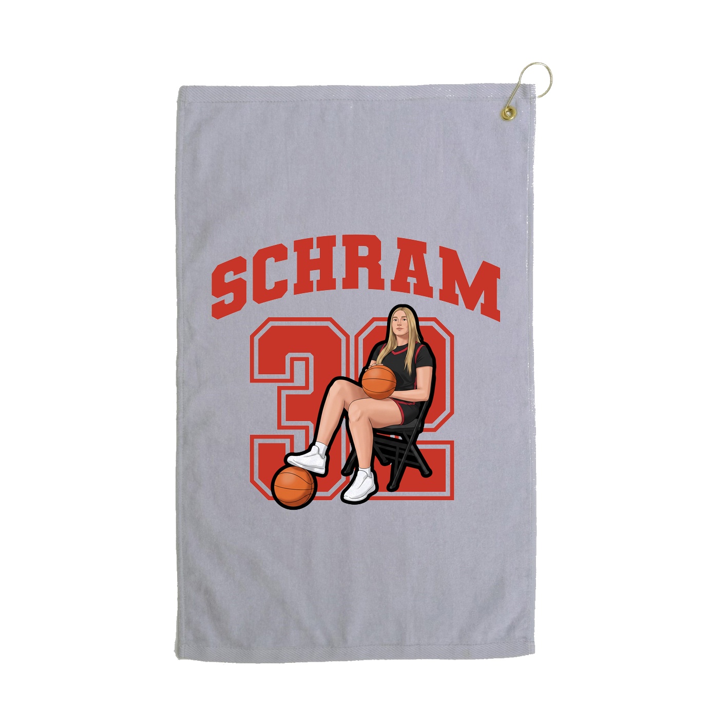 Golf Towel — Number in Grey