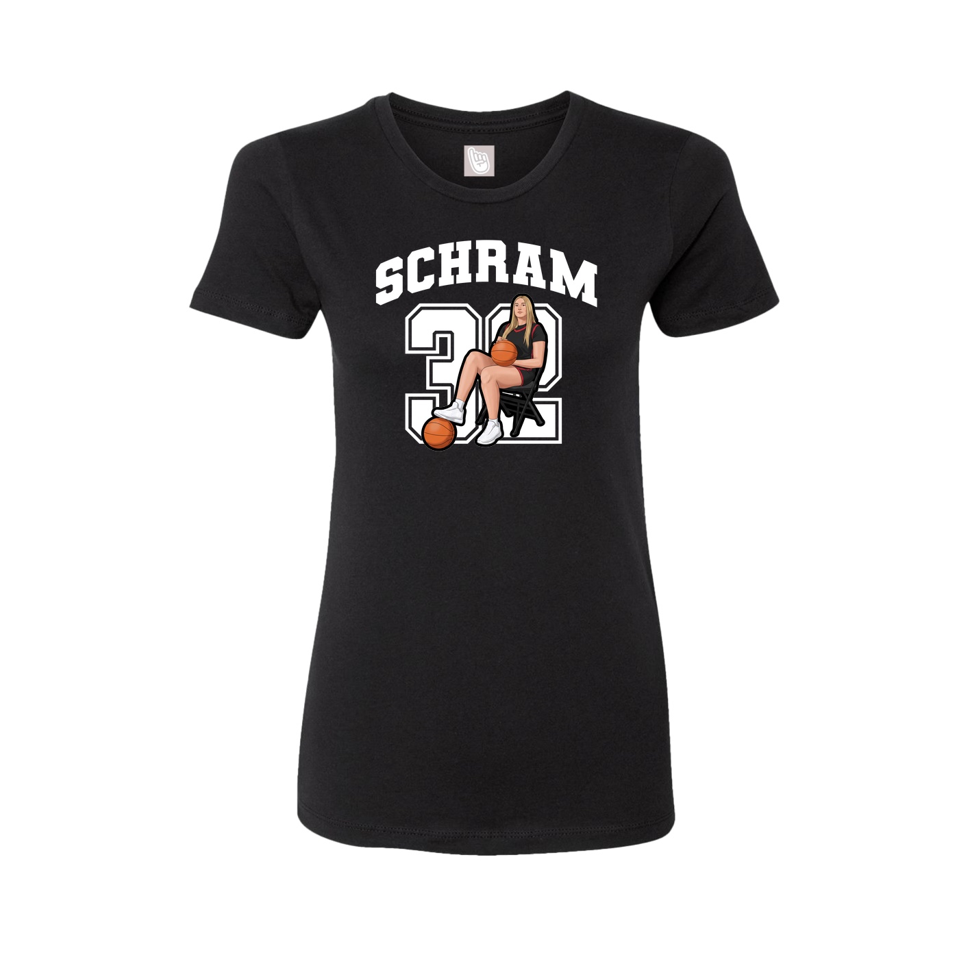 Fitted Women's Tee — Number in Black