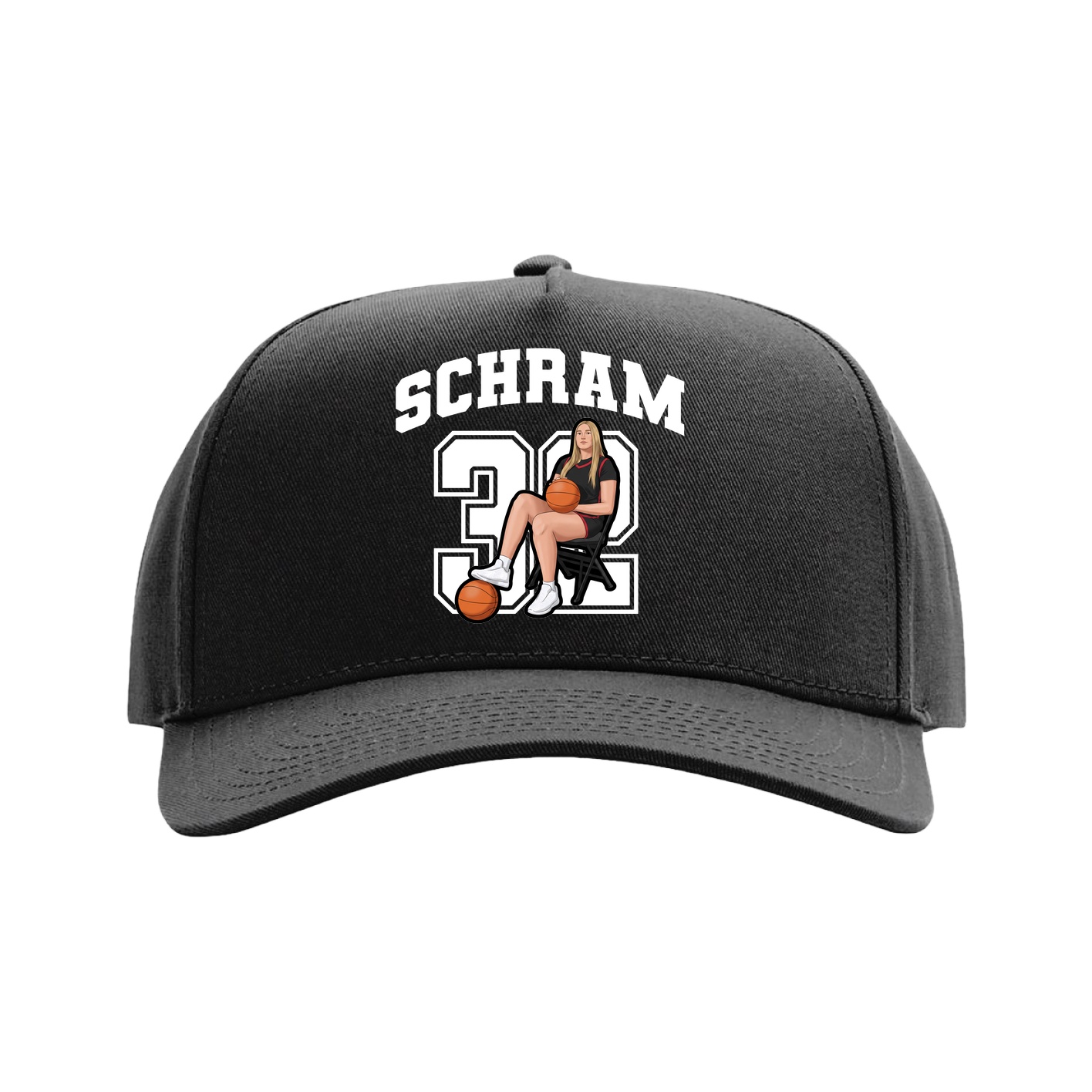 Full Fabric Five-Panel Champ Cap — Number in Black