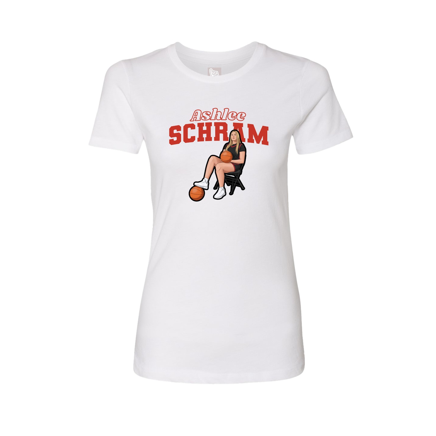 Fitted Women's Tee — Name Arch in White