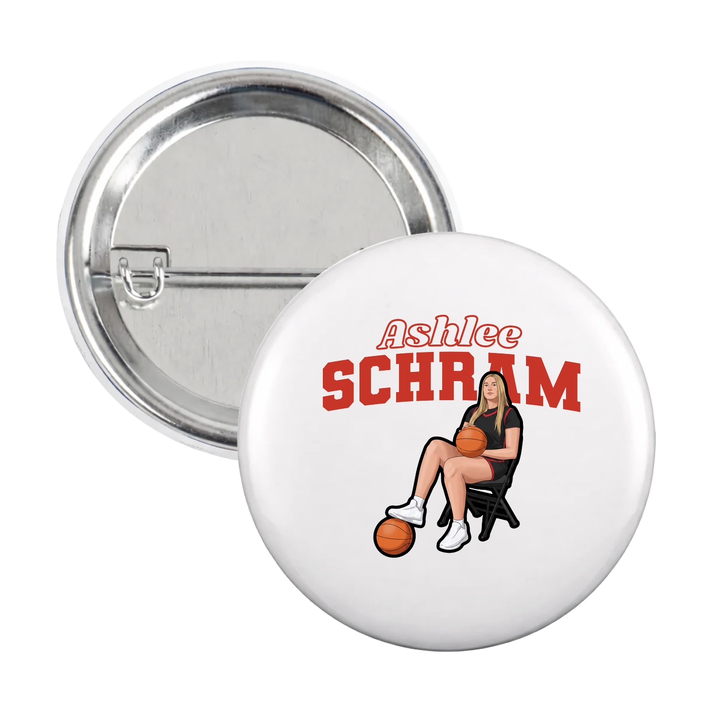 Game Day Button — Name Arch in White