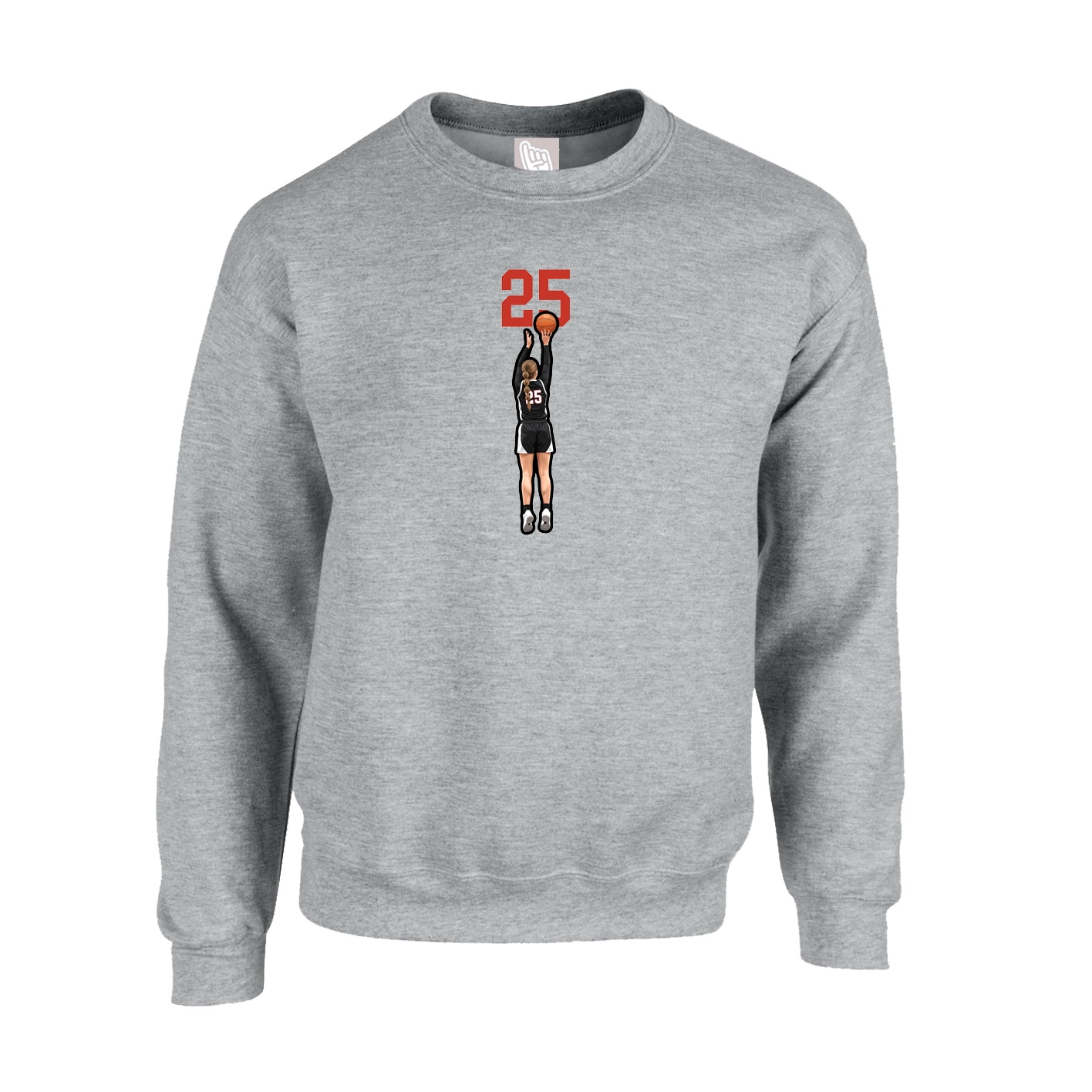 Fleece Crew — Number Top in Grey