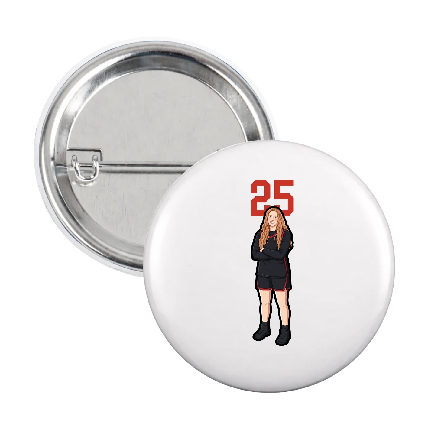 Game Day Button — Number Top in White