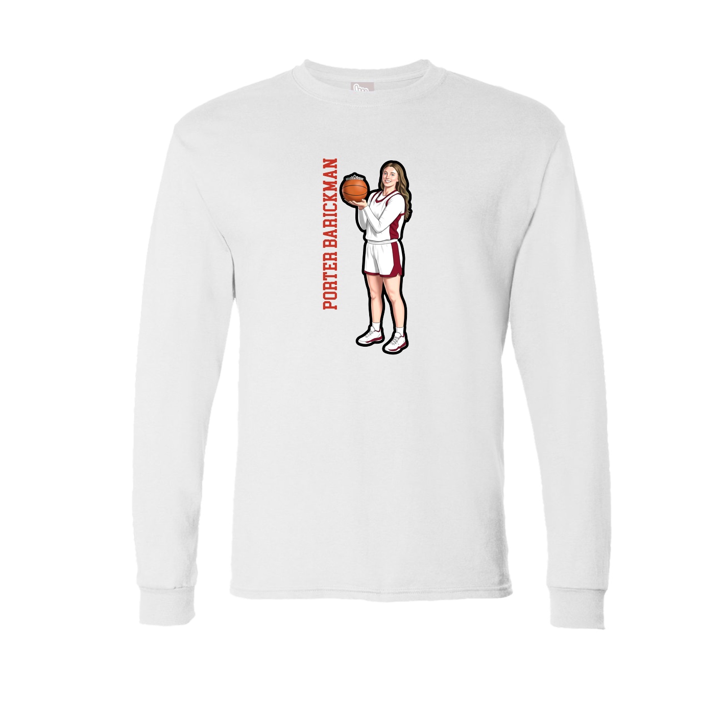 Long Sleeve Tee — Name Vertical in White