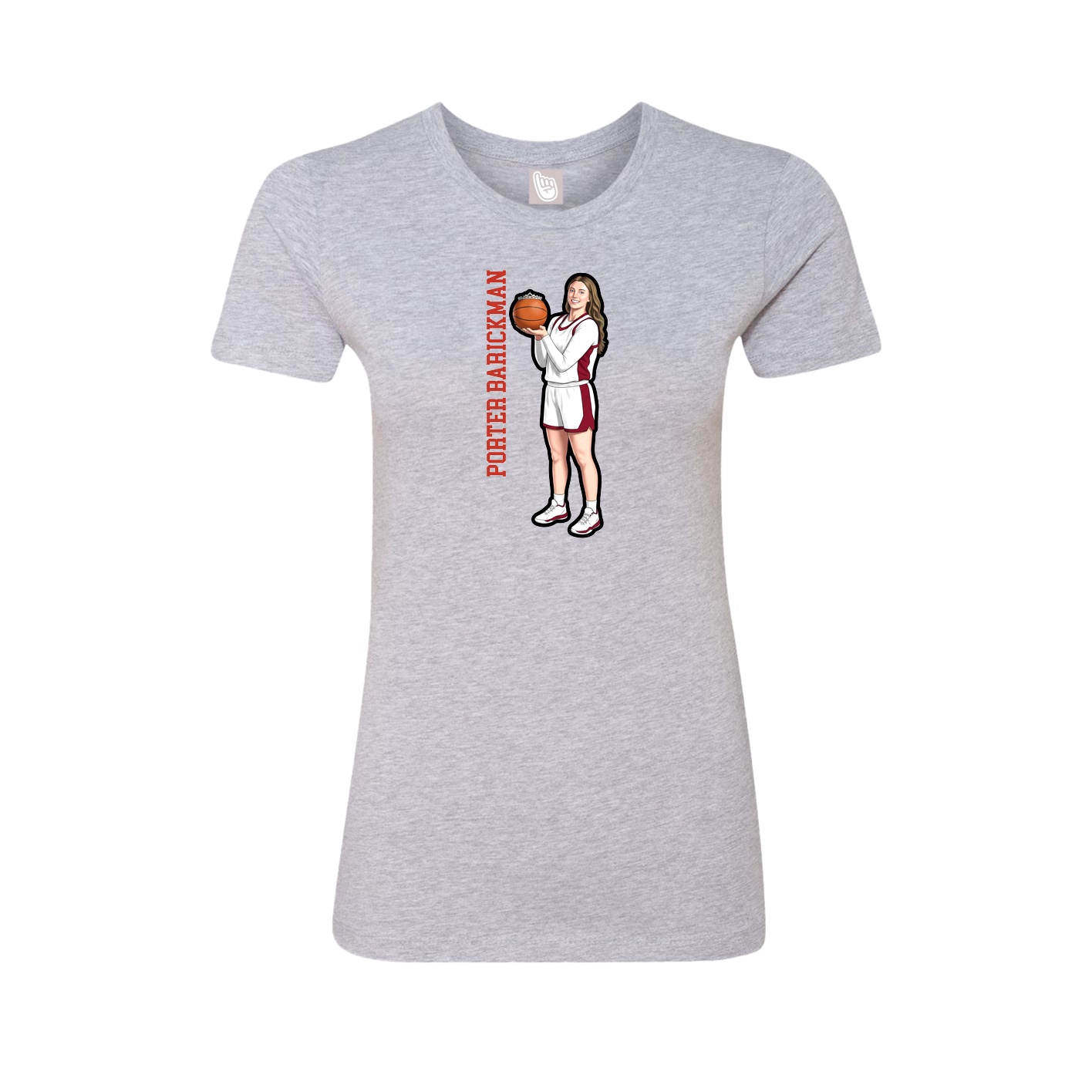 Fitted Women's Tee — Name Vertical in Grey