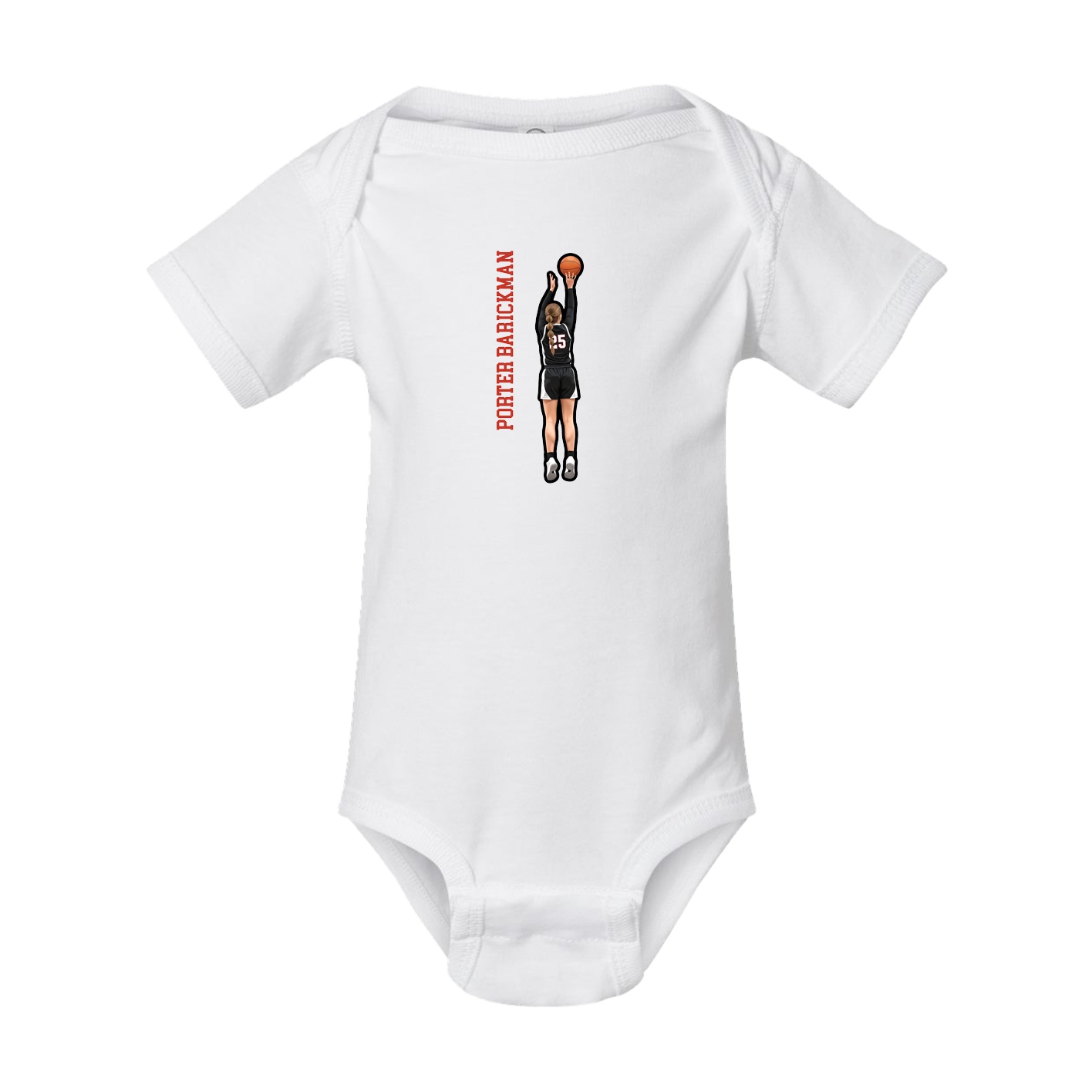 Baby Onesie — Name Vertical in White