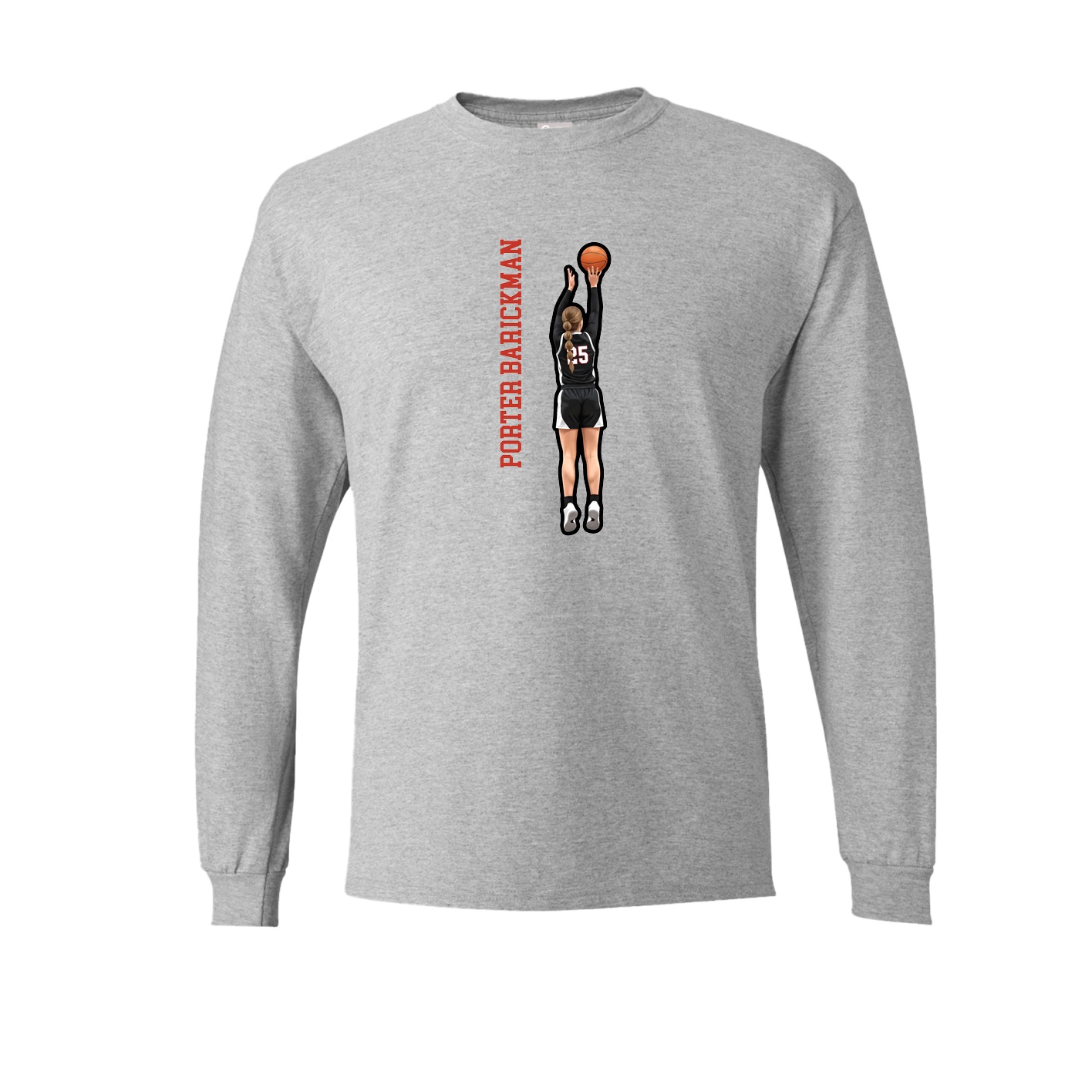 Long Sleeve Tee — Name Vertical in Grey